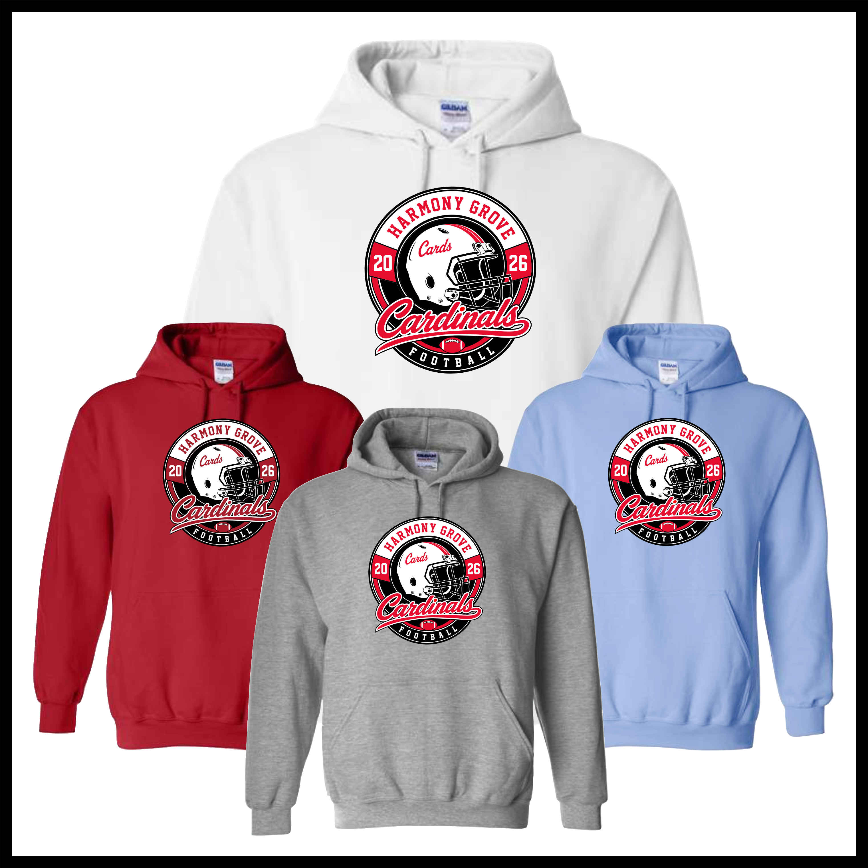 Harmony Grove Football Cotton Blend Hoodie Sweatshirt