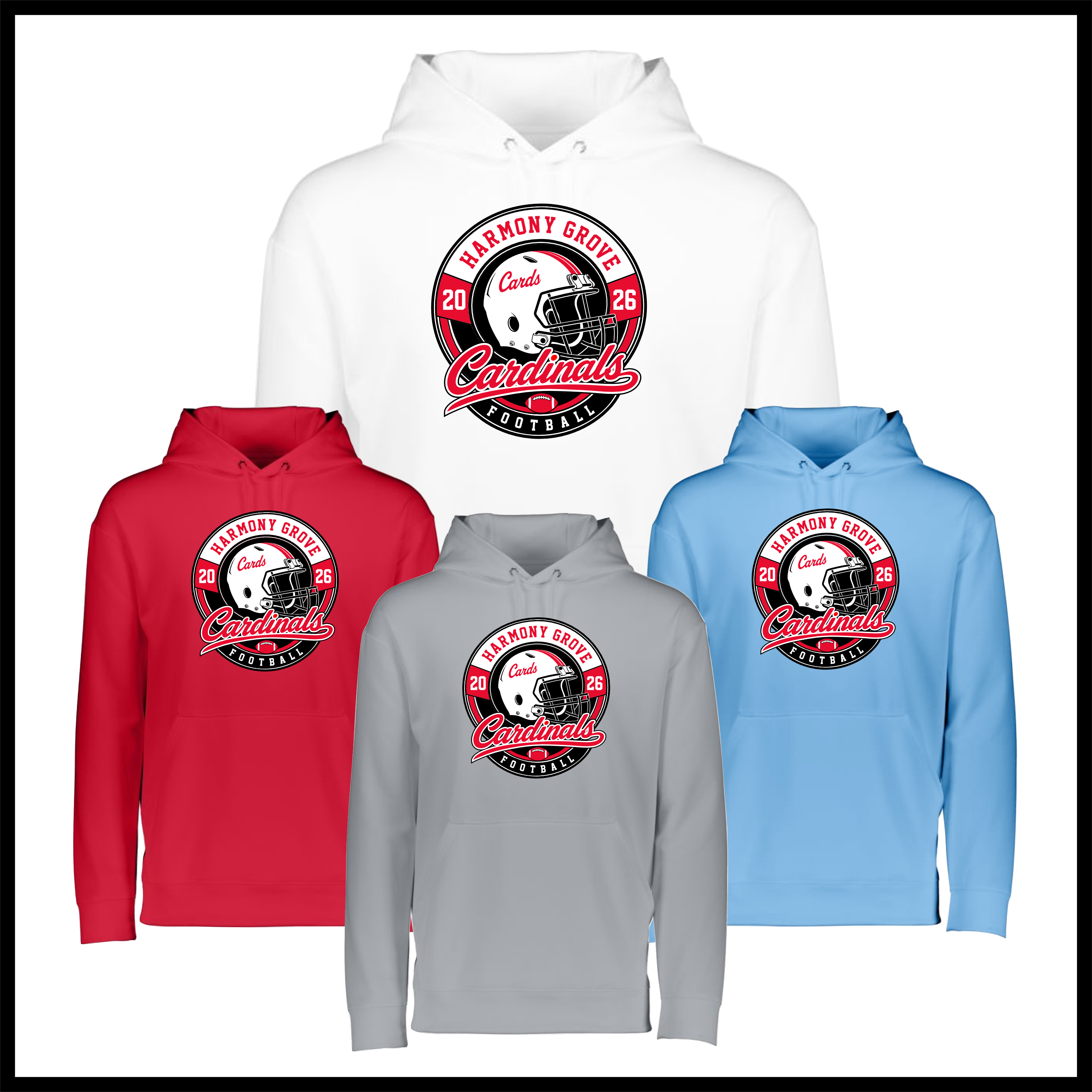Harmony Grove Football 100% Poly Wicking Hoodie Sweatshirt