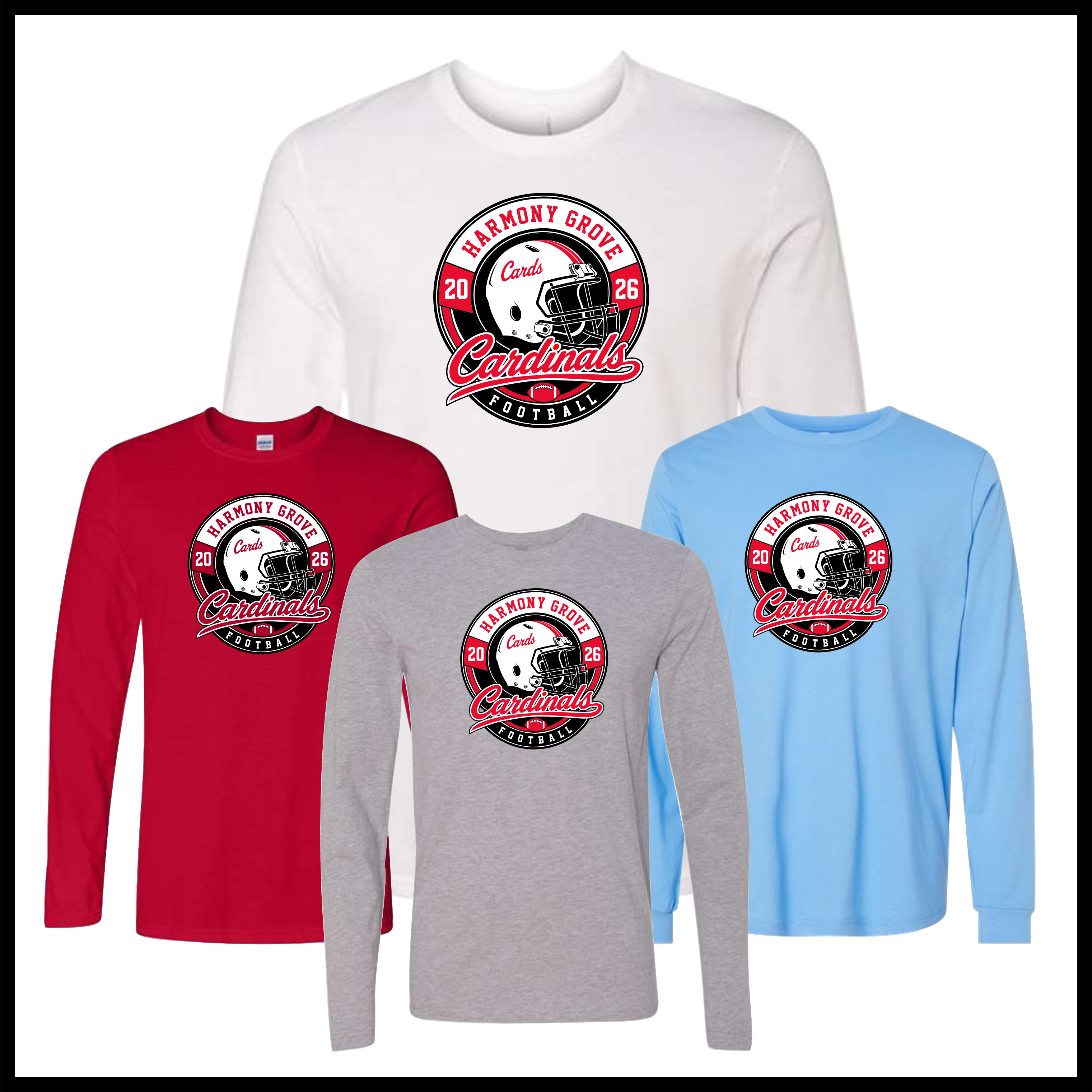 Harmony Grove Football Long Sleeve Ringspun Cotton T-Shirt