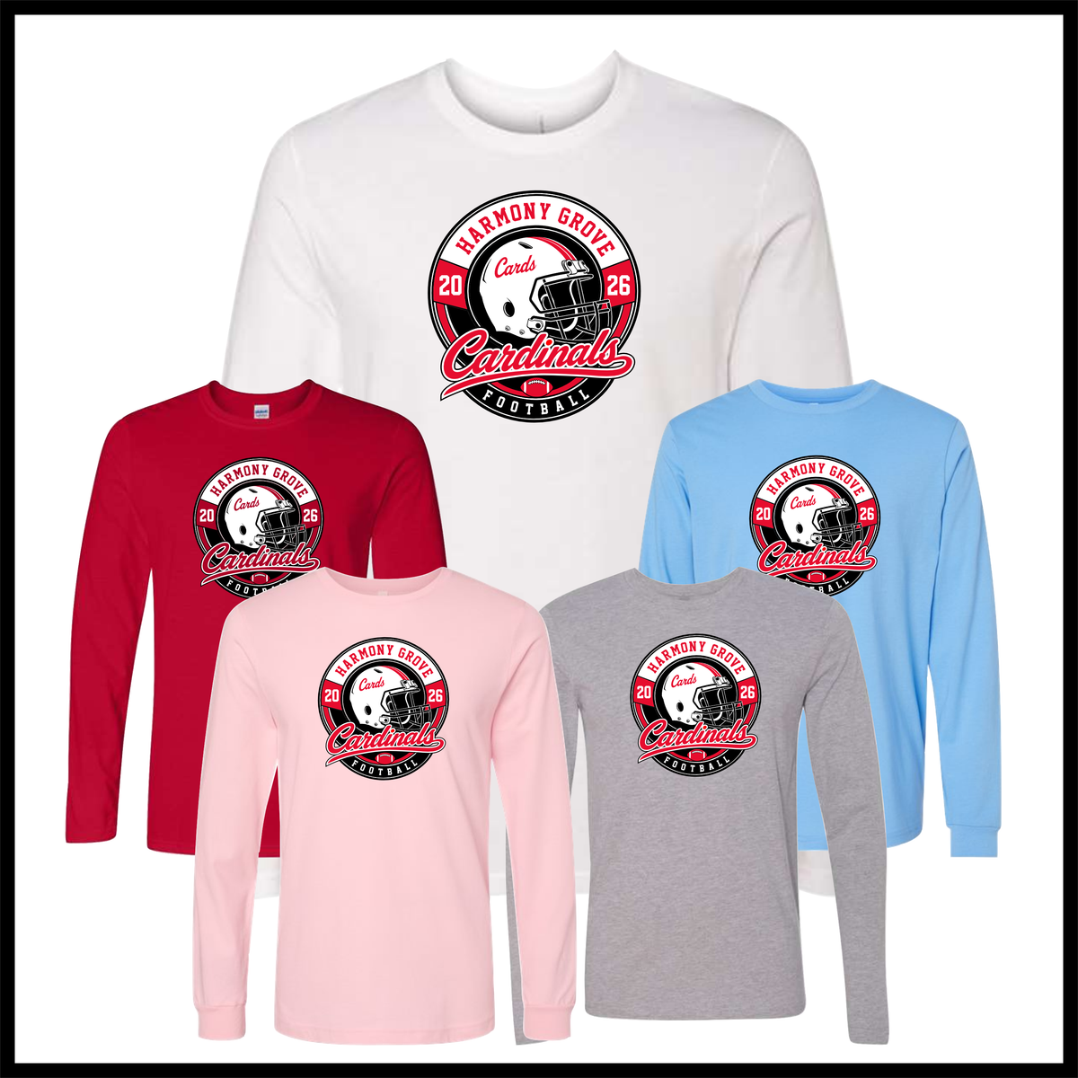 Harmony Grove Football Long Sleeve Ringspun Cotton T-Shirt