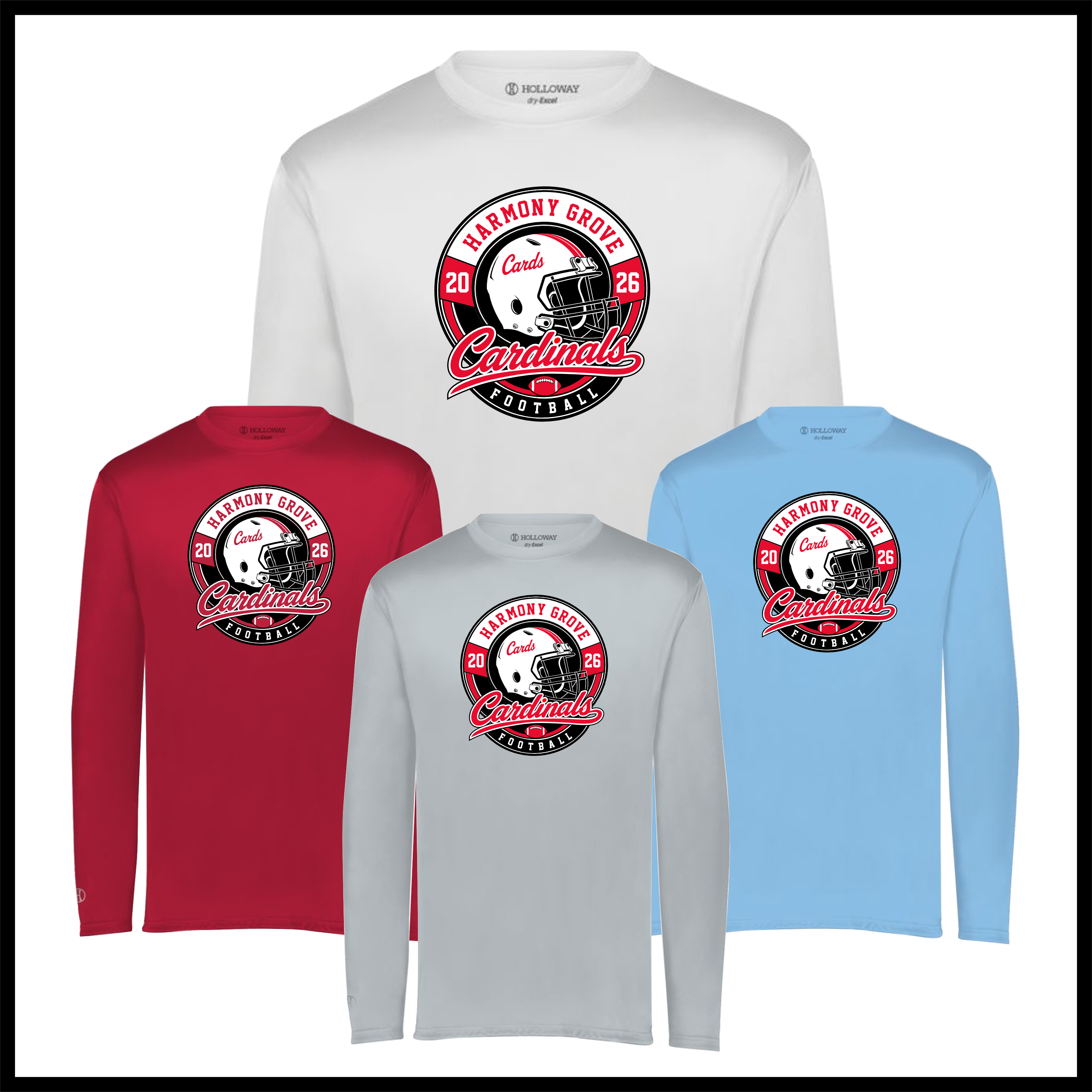 Harmony Grove Football Long Sleeve 100% Poly Wicking T-Shirt