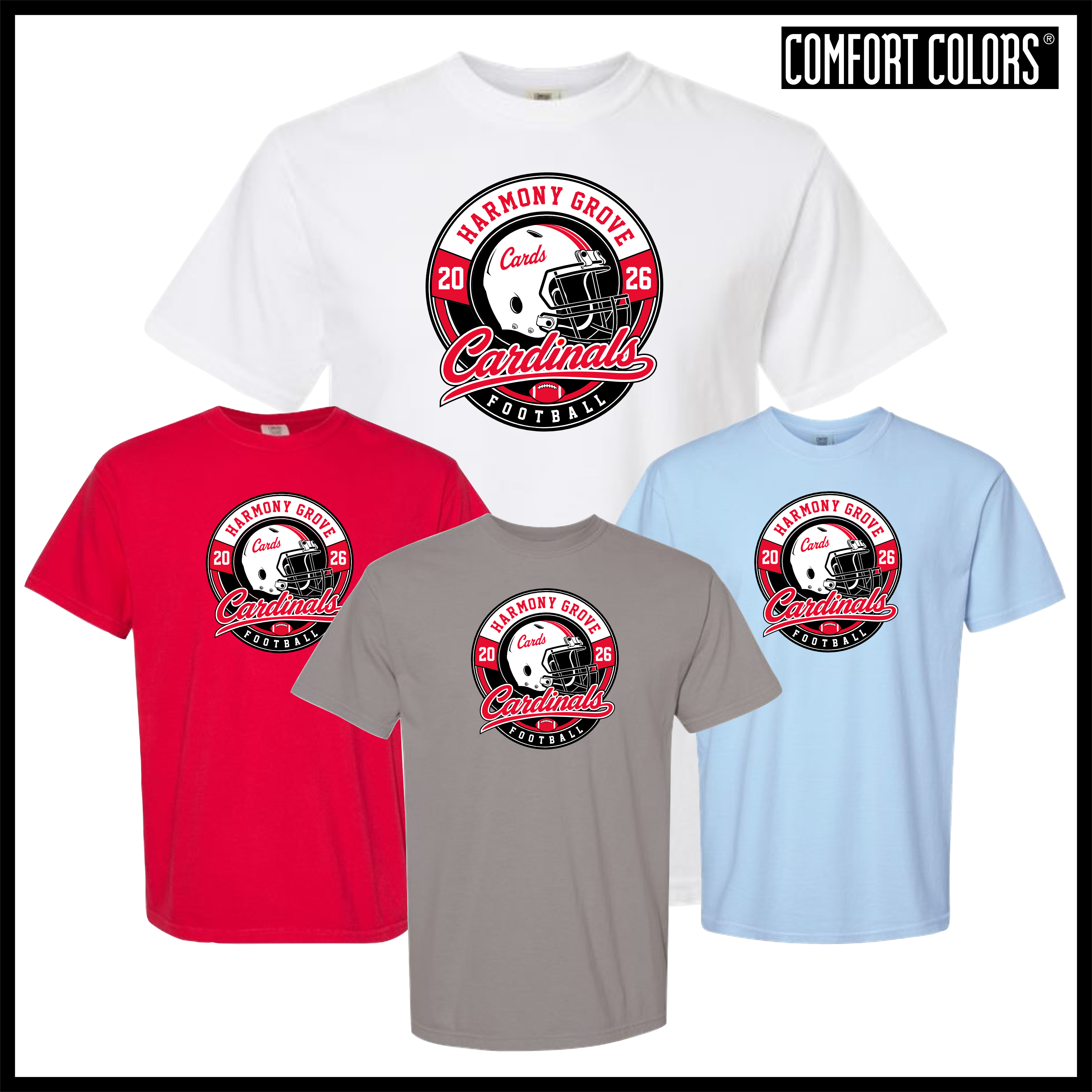 Harmony Grove Football Short Sleeve Comfort Colors Cotton T-Shirt