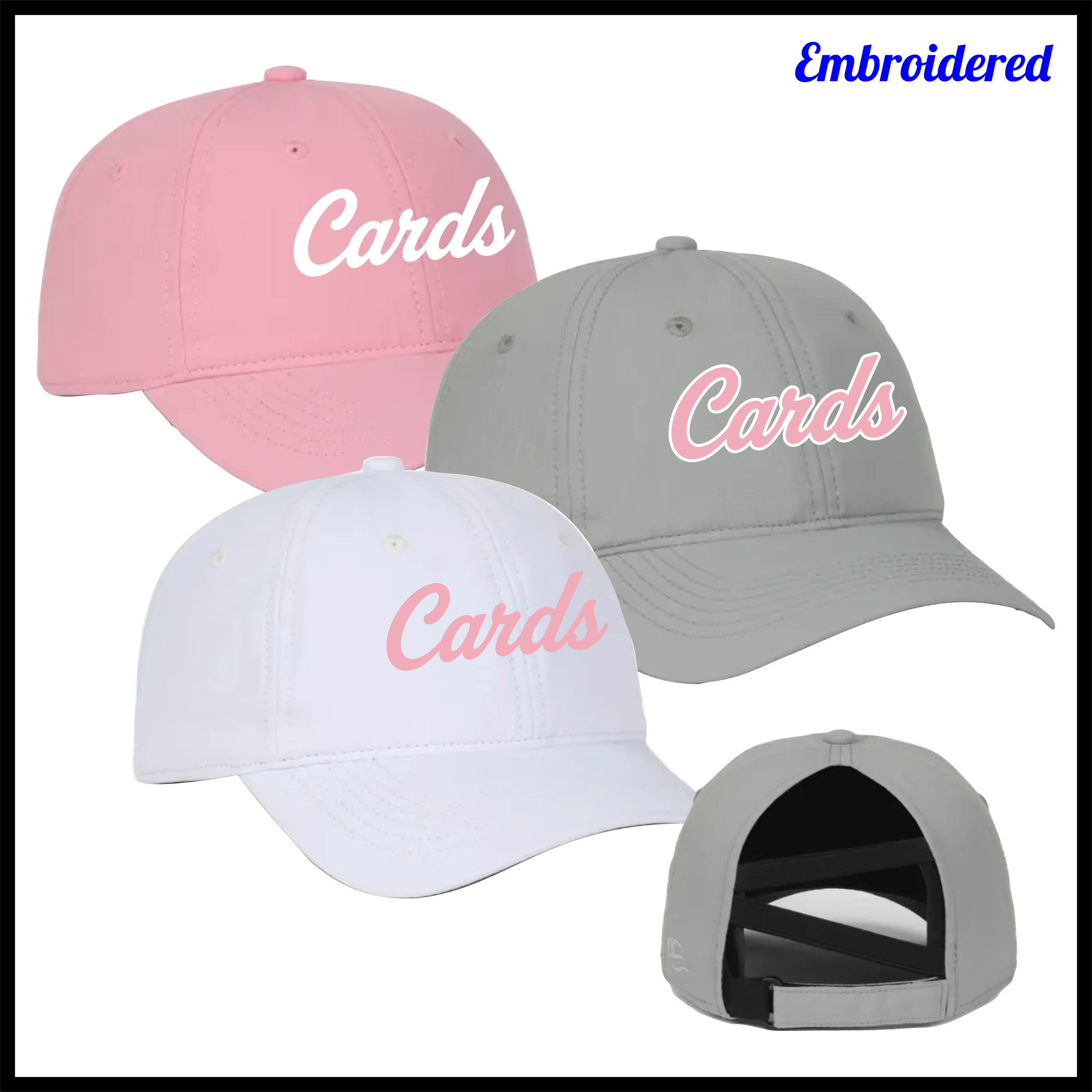 Harmony Grove Cards Script Ladies Ponytail Hat