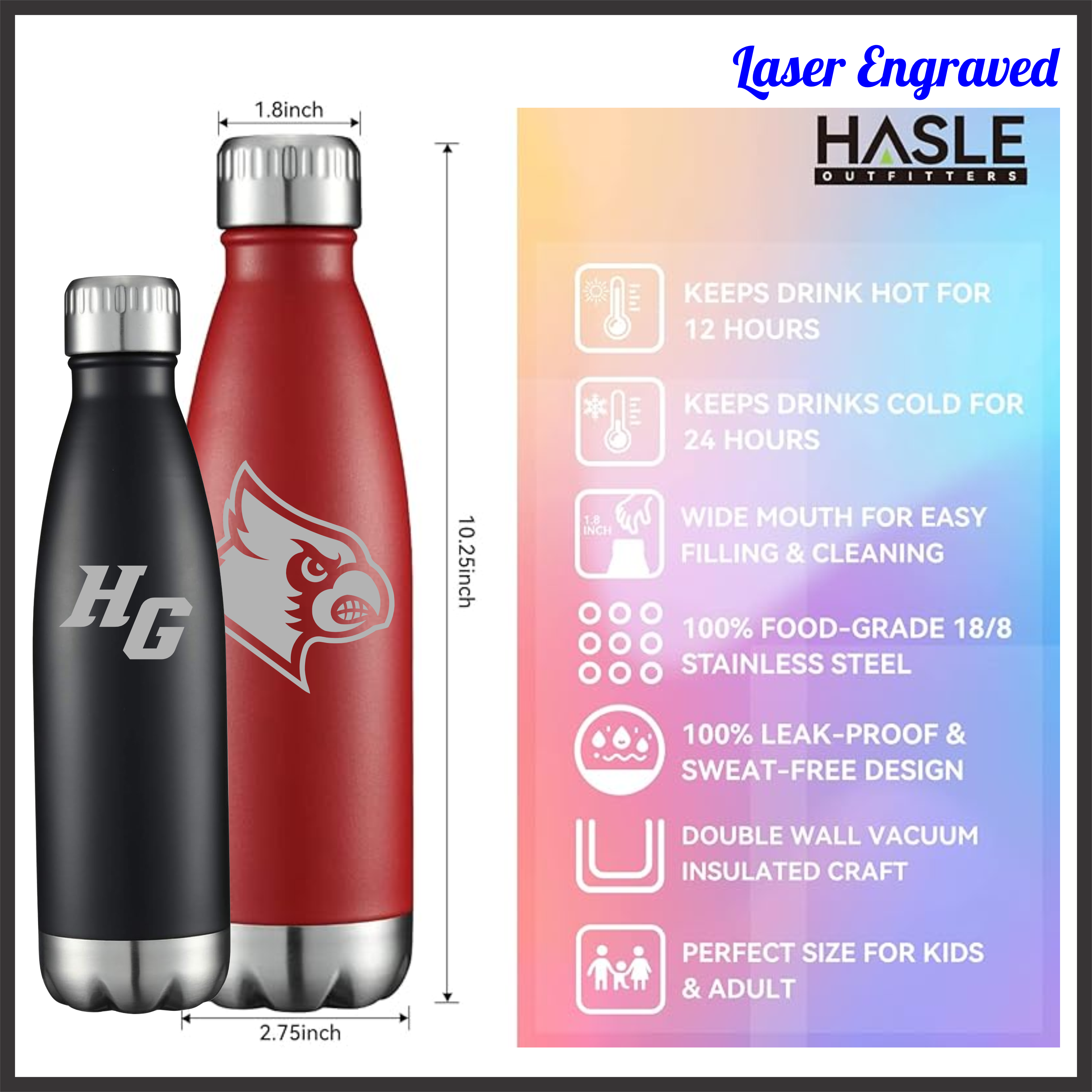 Harmony Grove Laser Engraved 17 oz Water Bottle