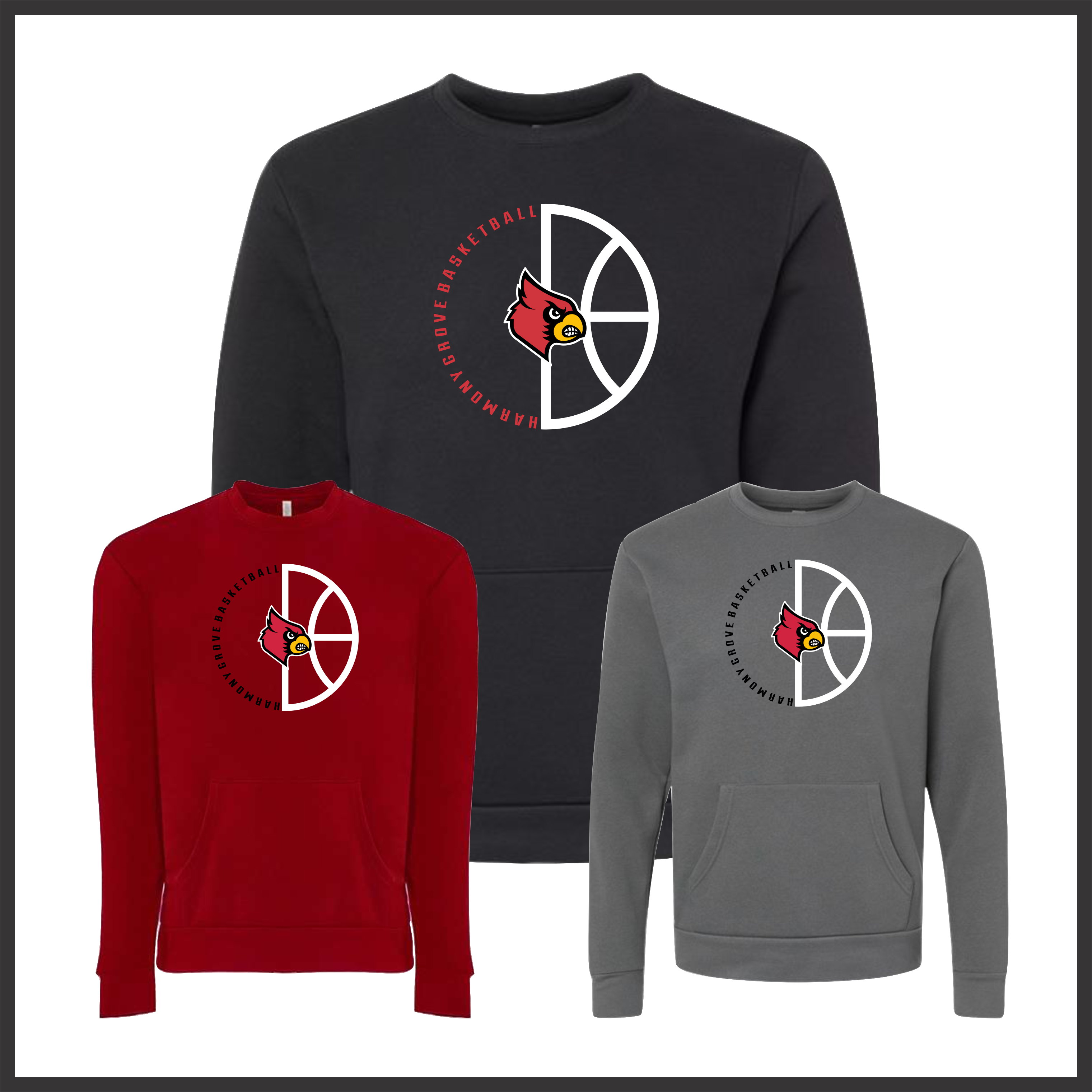 Harmony Grove Basketball Circle Logo *POCKET* Crewneck Sweatshirt