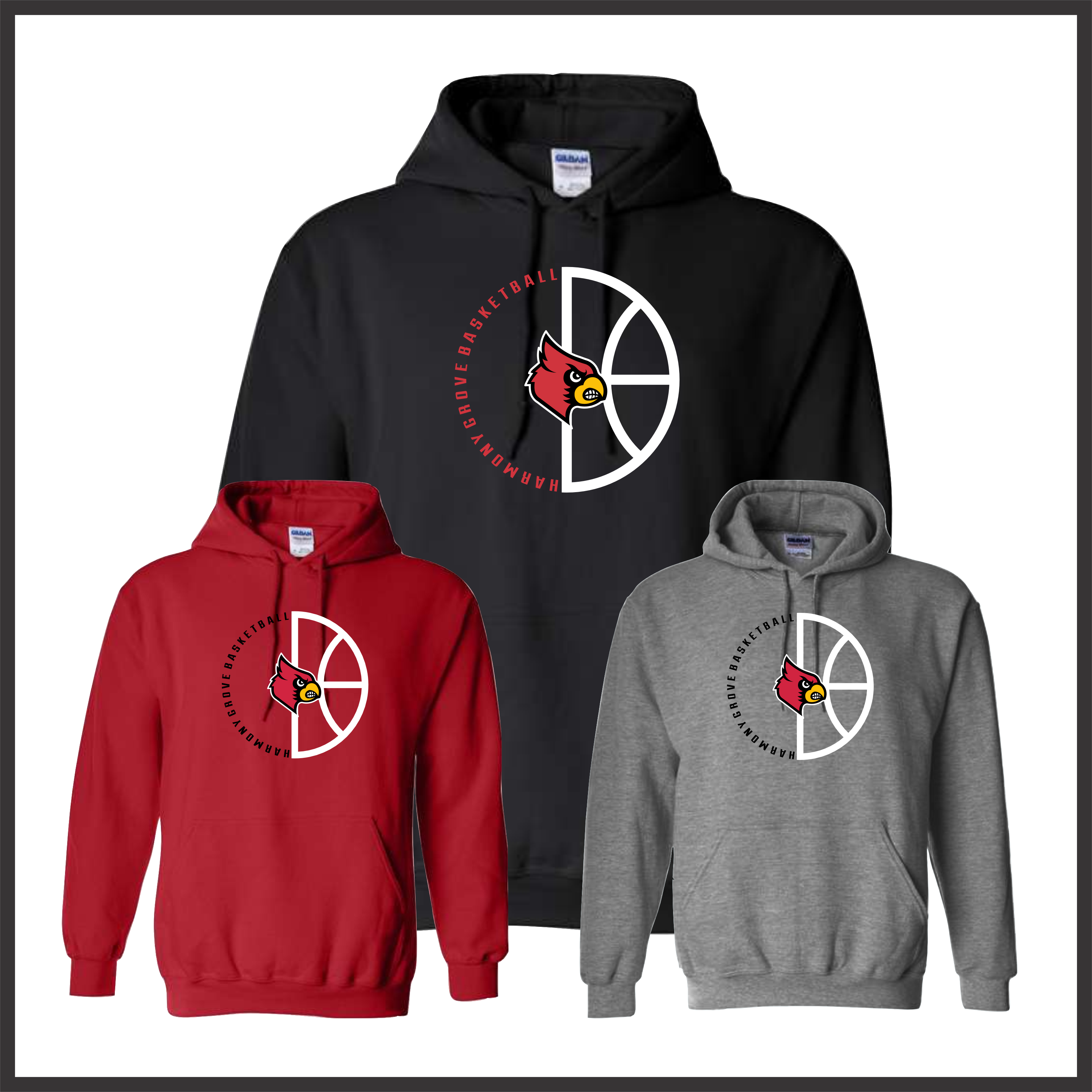 Harmony Grove Basketball Circle Logo Cotton Blend Hoodie Sweatshirt