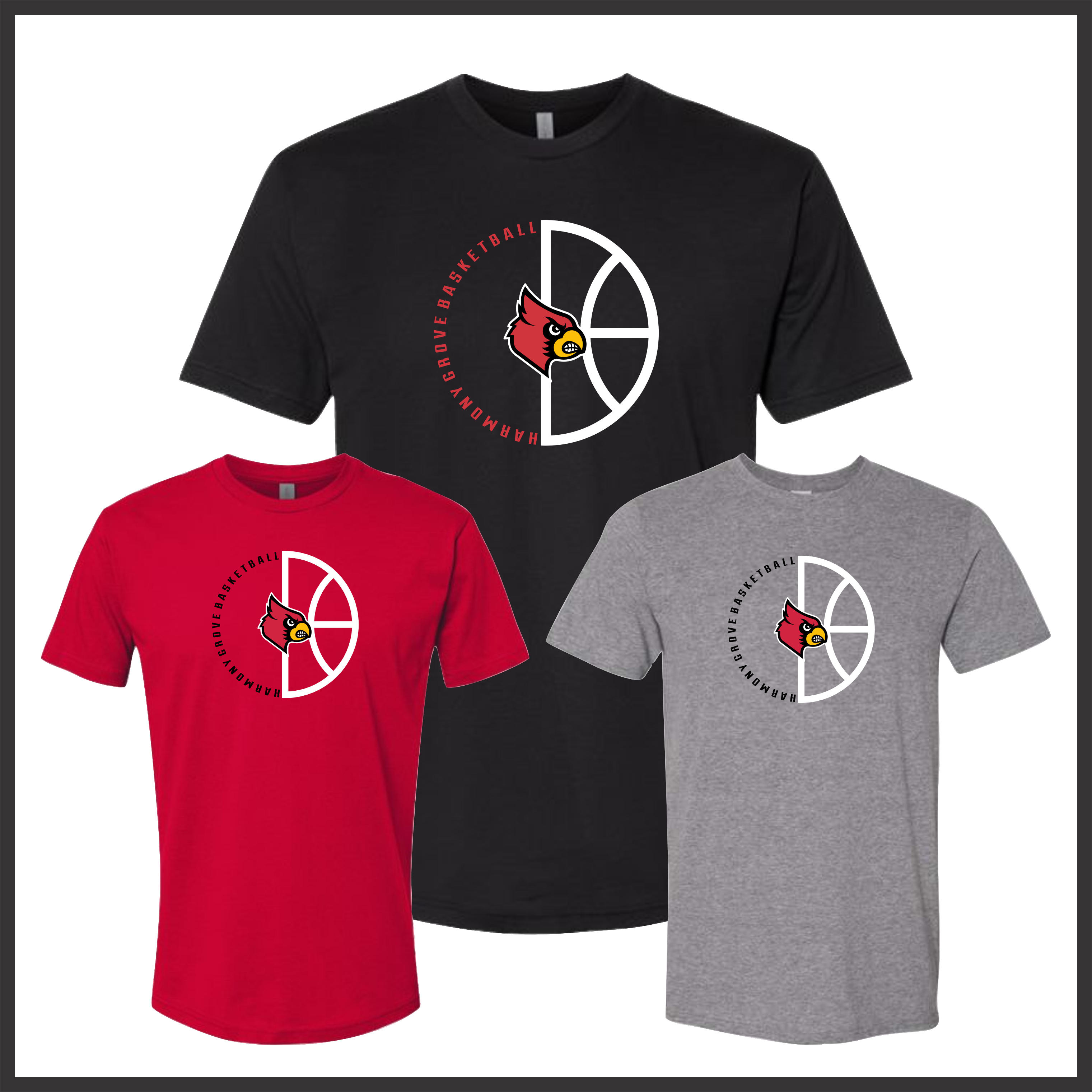 Harmony Grove Basketball Circle Logo Short Sleeve Ringspun Cotton T-Shirt
