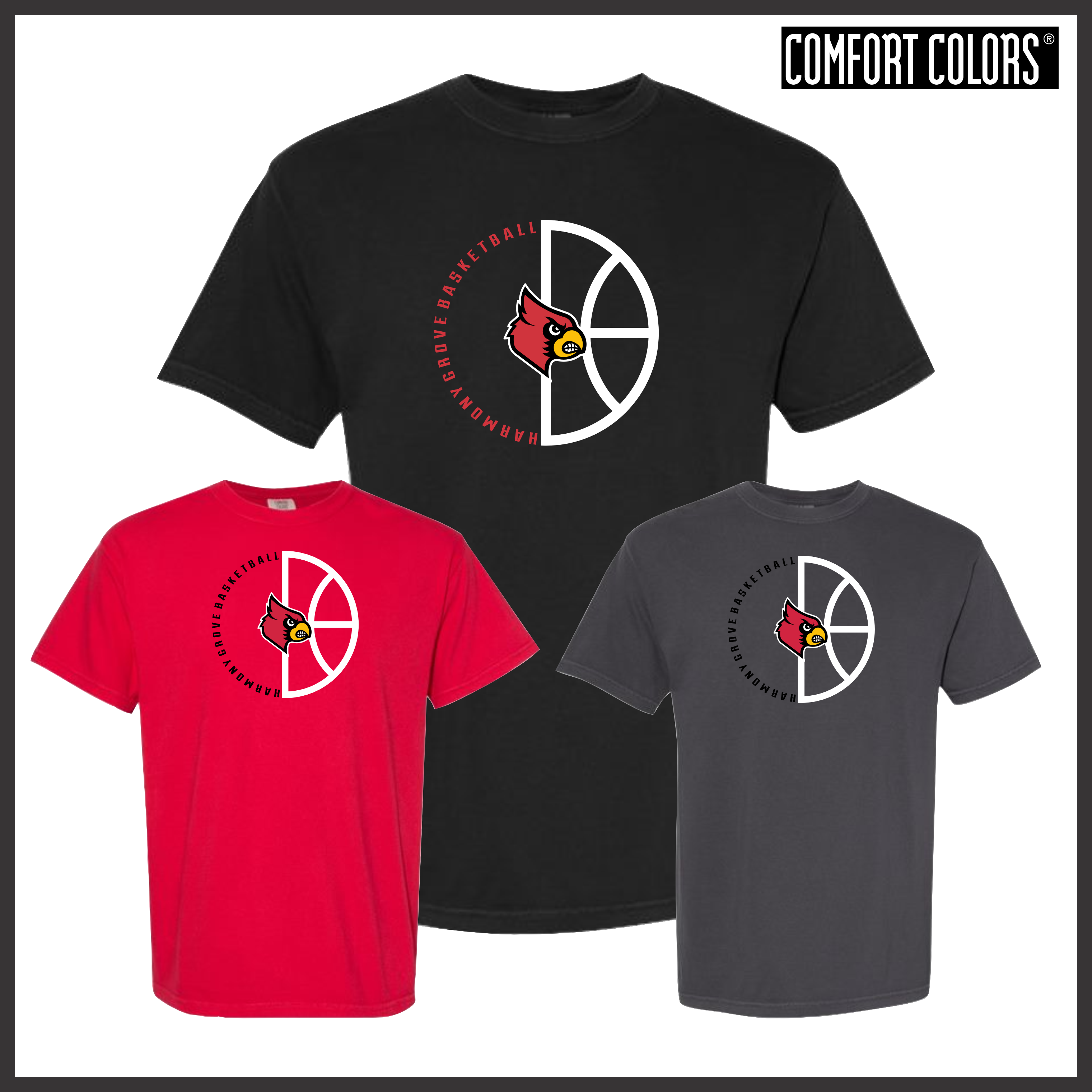 Harmony Grove Basketball Circle Logo Short Sleeve Comfort Colors T-Shirt