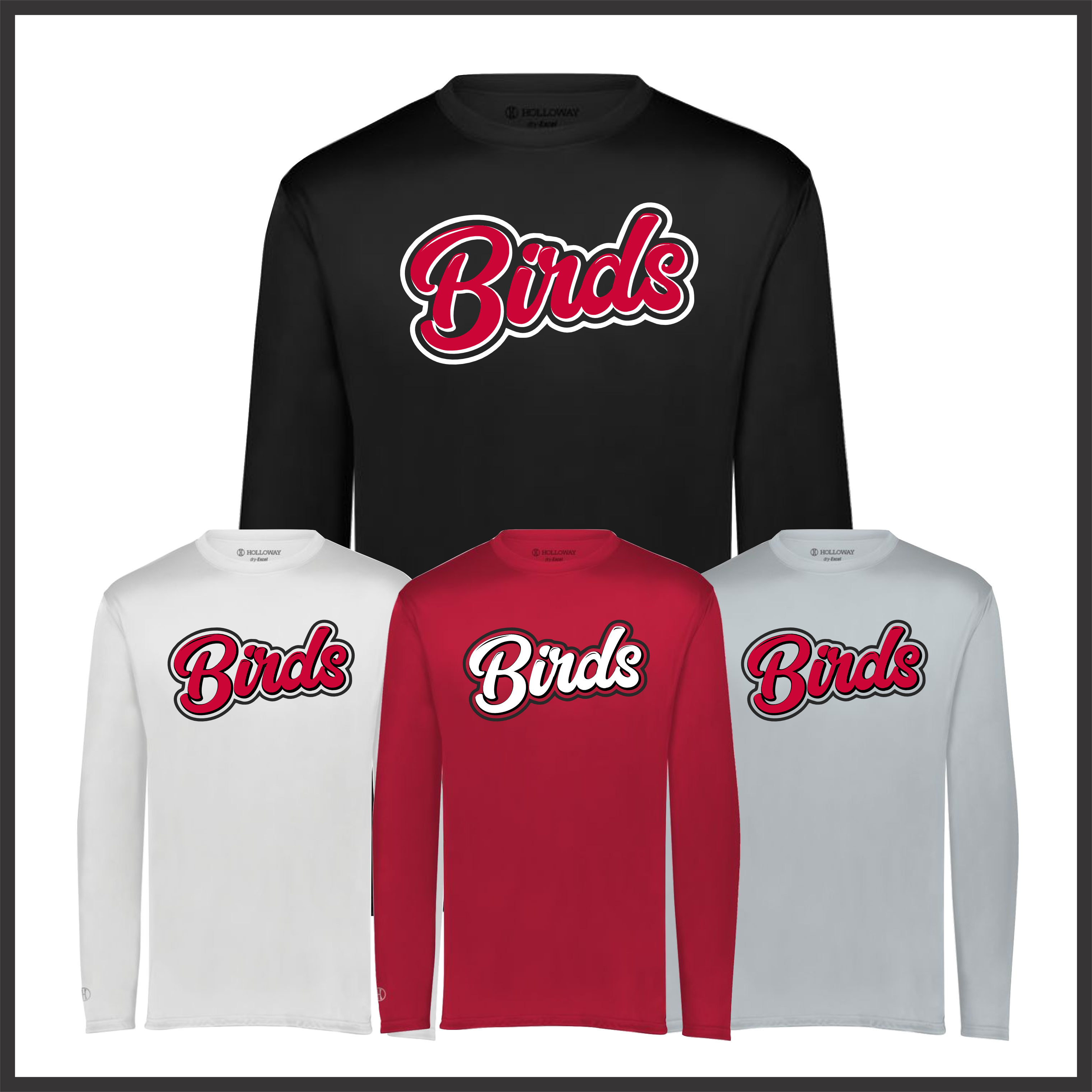 Harmony Grove Birds Long Sleeve 100% Poly Wicking T-Shirt