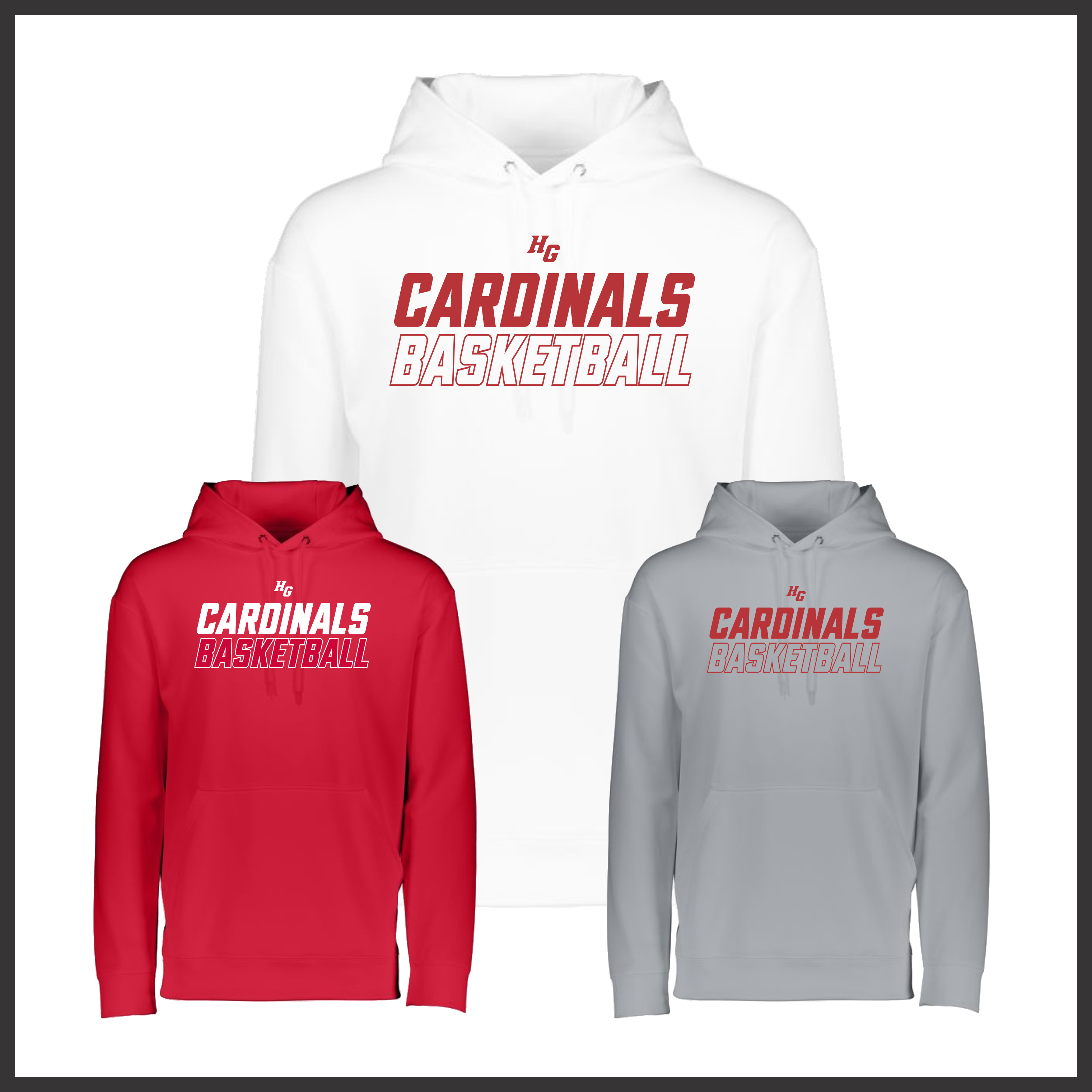 Harmony Grove Cardinals Basketball 100% Poly Wicking Hoodie Sweatshirt