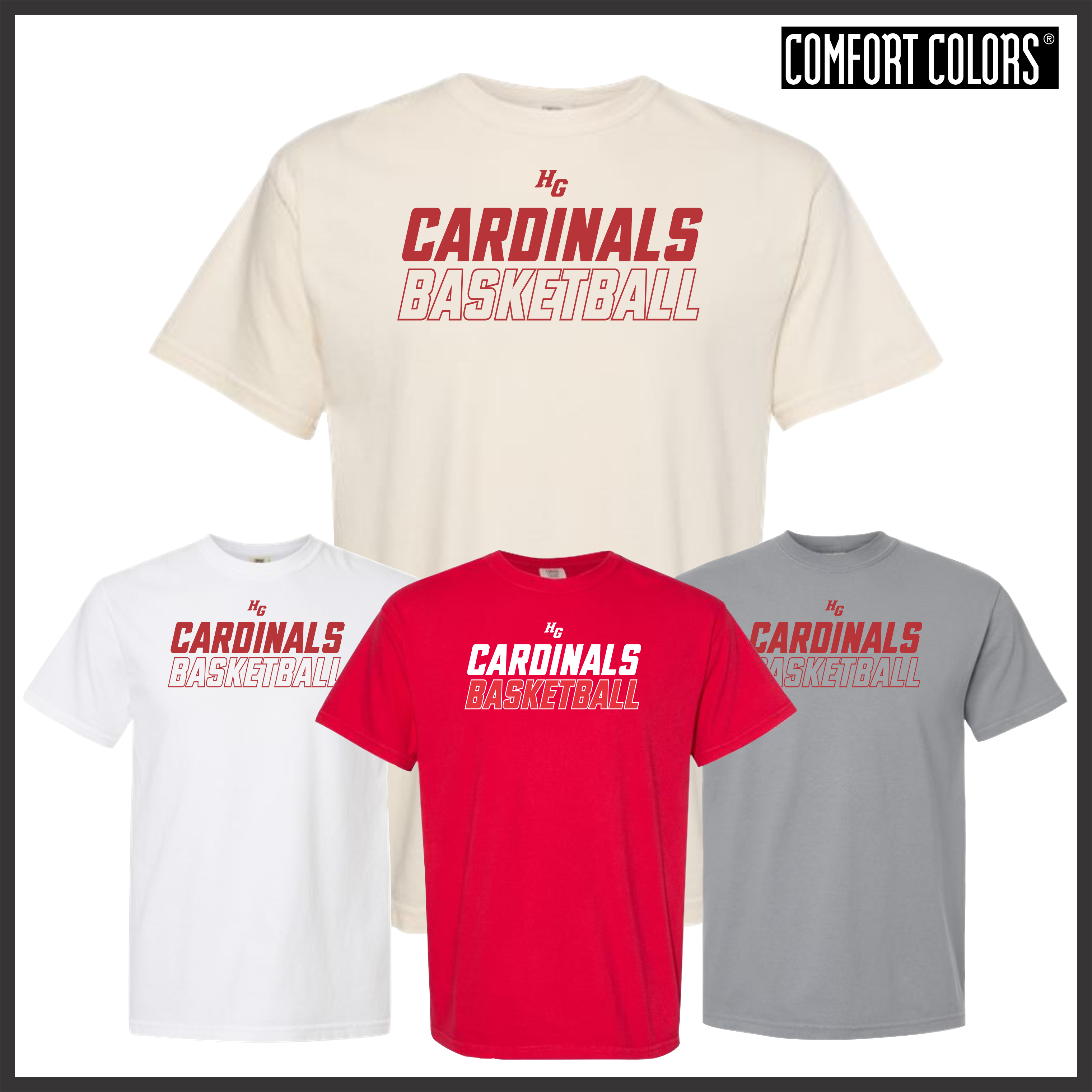 Harmony Grove Cardinals Basketball Short Sleeve Comfort Colors T-Shirt