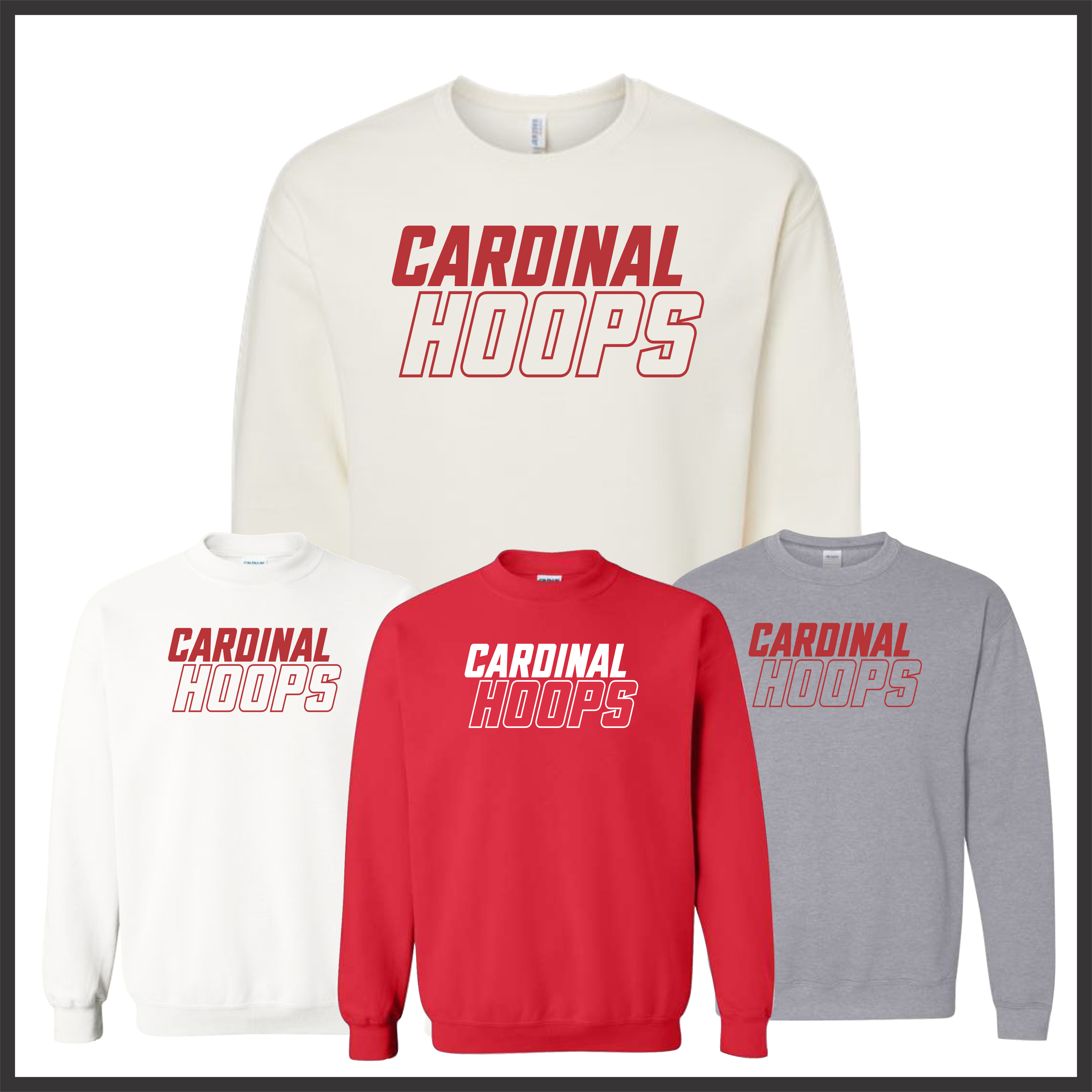 Harmony Grove Cardinal Hoops Cotton Blend Crewneck Sweatshirt