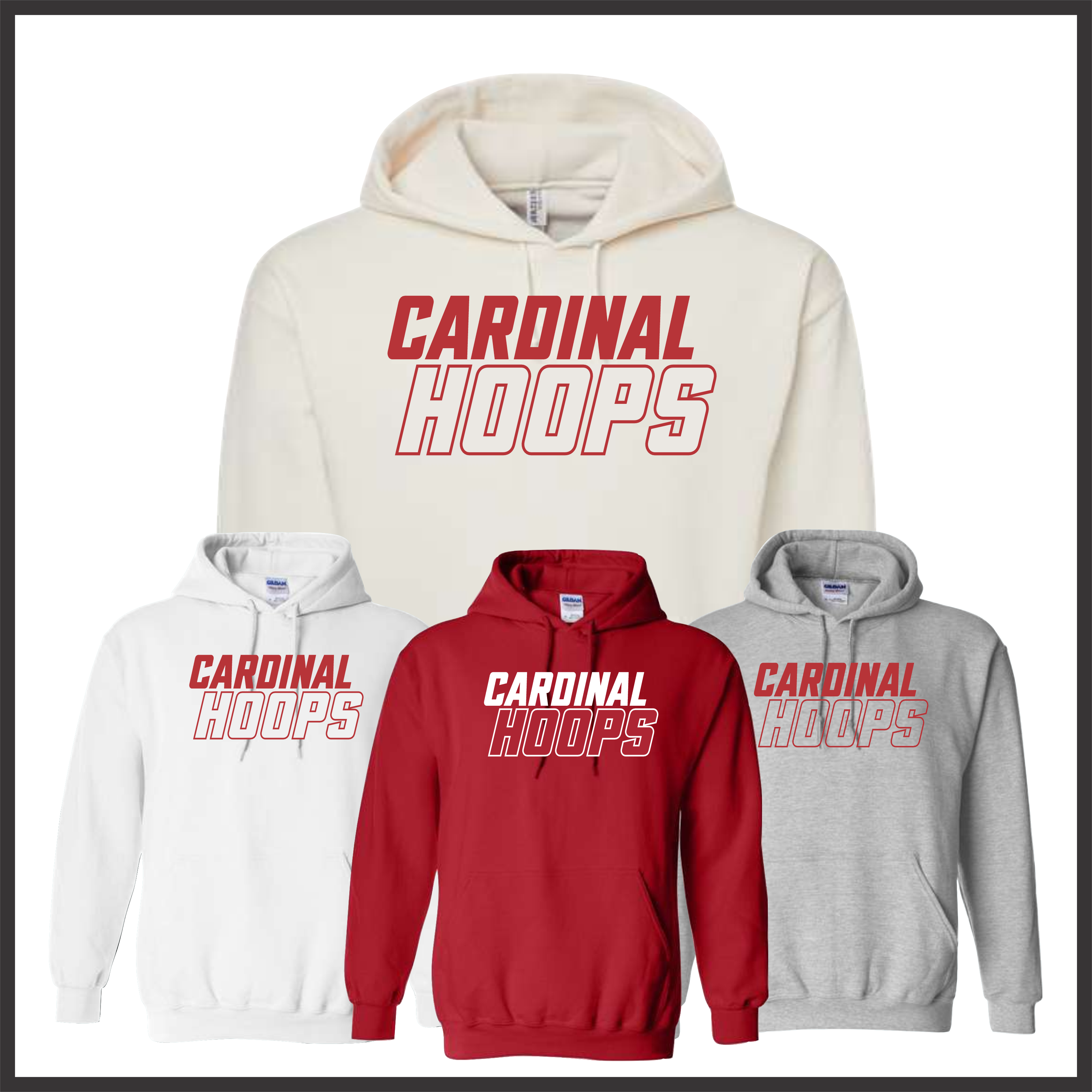Harmony Grove Cardinal Hoops Cotton Blend Hoodie Sweatshirt