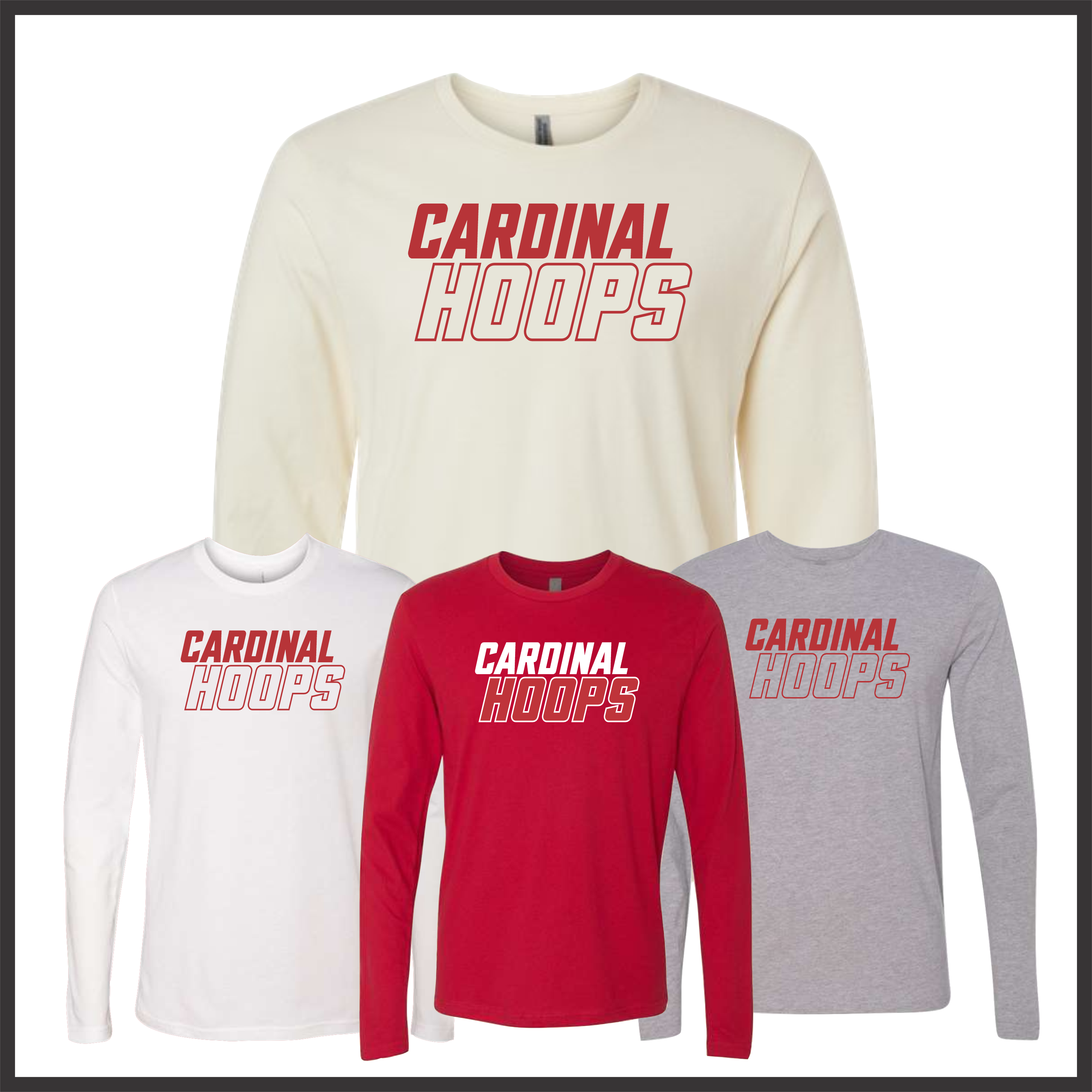 Harmony Grove Cardinal Hoops Long Sleeve Ringspun Cotton T-Shirt