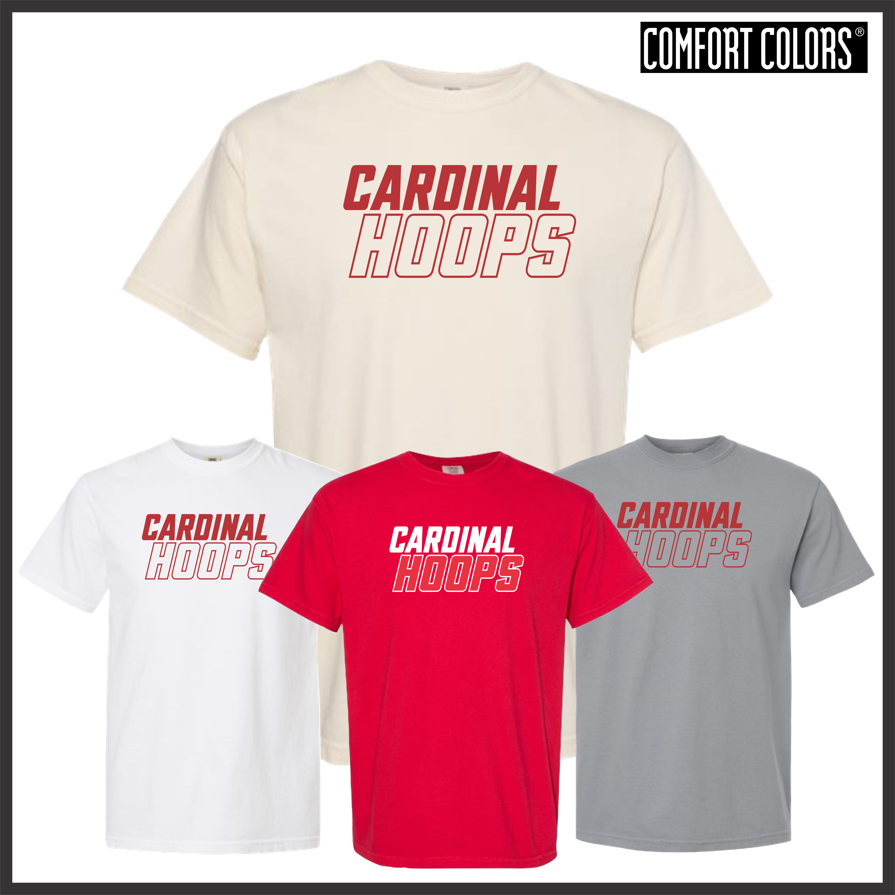 Harmony Grove Cardinal Hoops Short Sleeve Comfort Colors T-Shirt