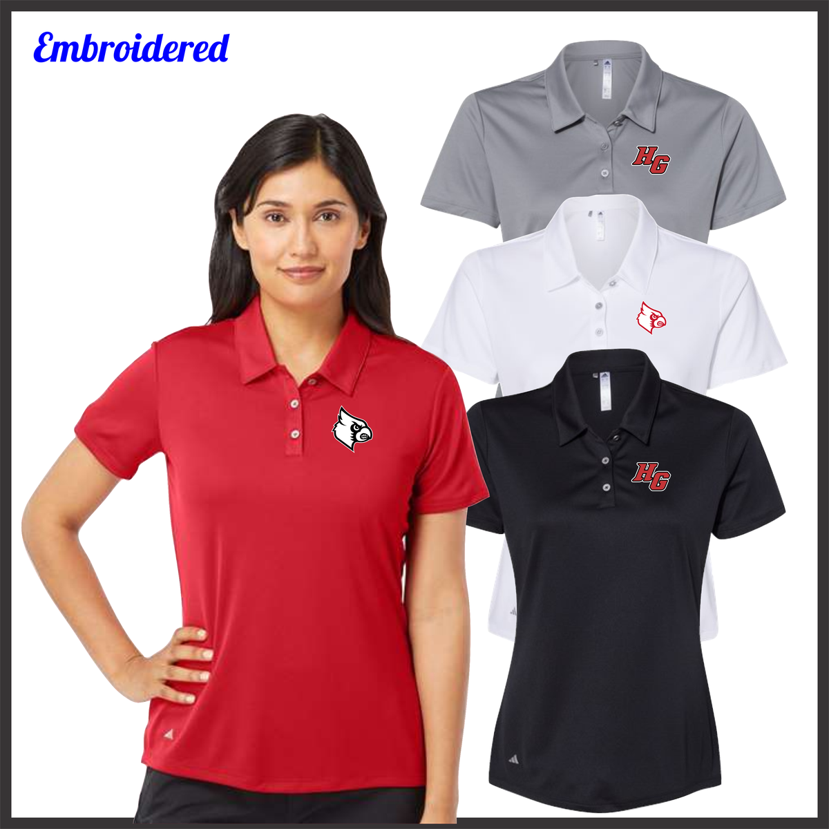 HGFCB26 Embroidered Adidas Ladies Performance Polo