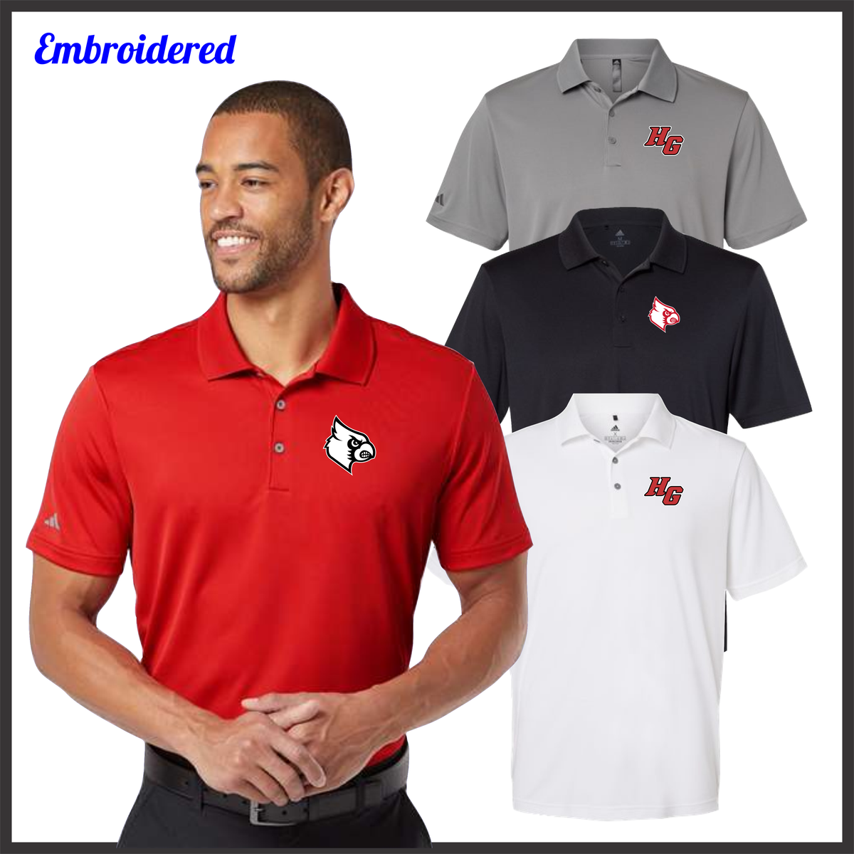 HGFCB26 Embroidered Adidas Men's Performance Polo
