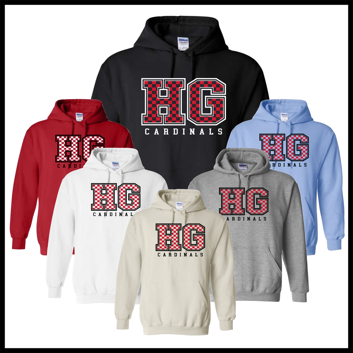 HGFCB26 Checkered HG Cotton Blend Hoodie Sweatshirt