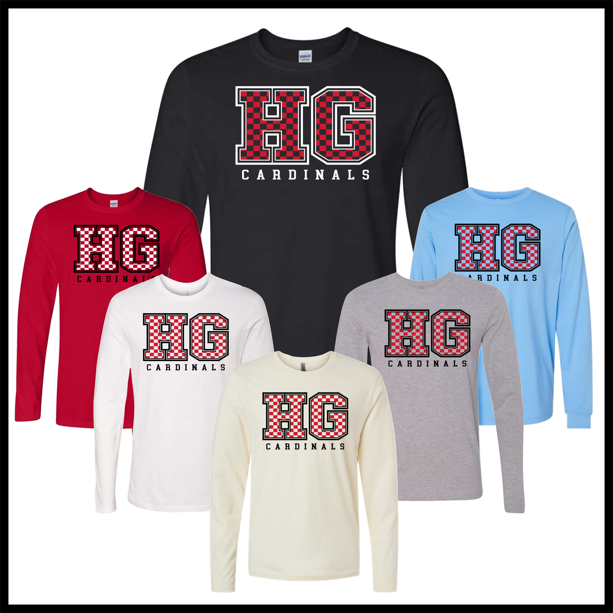 HGFCB26 Checkered HG Long Sleeve Ringspun Cotton T-Shirt