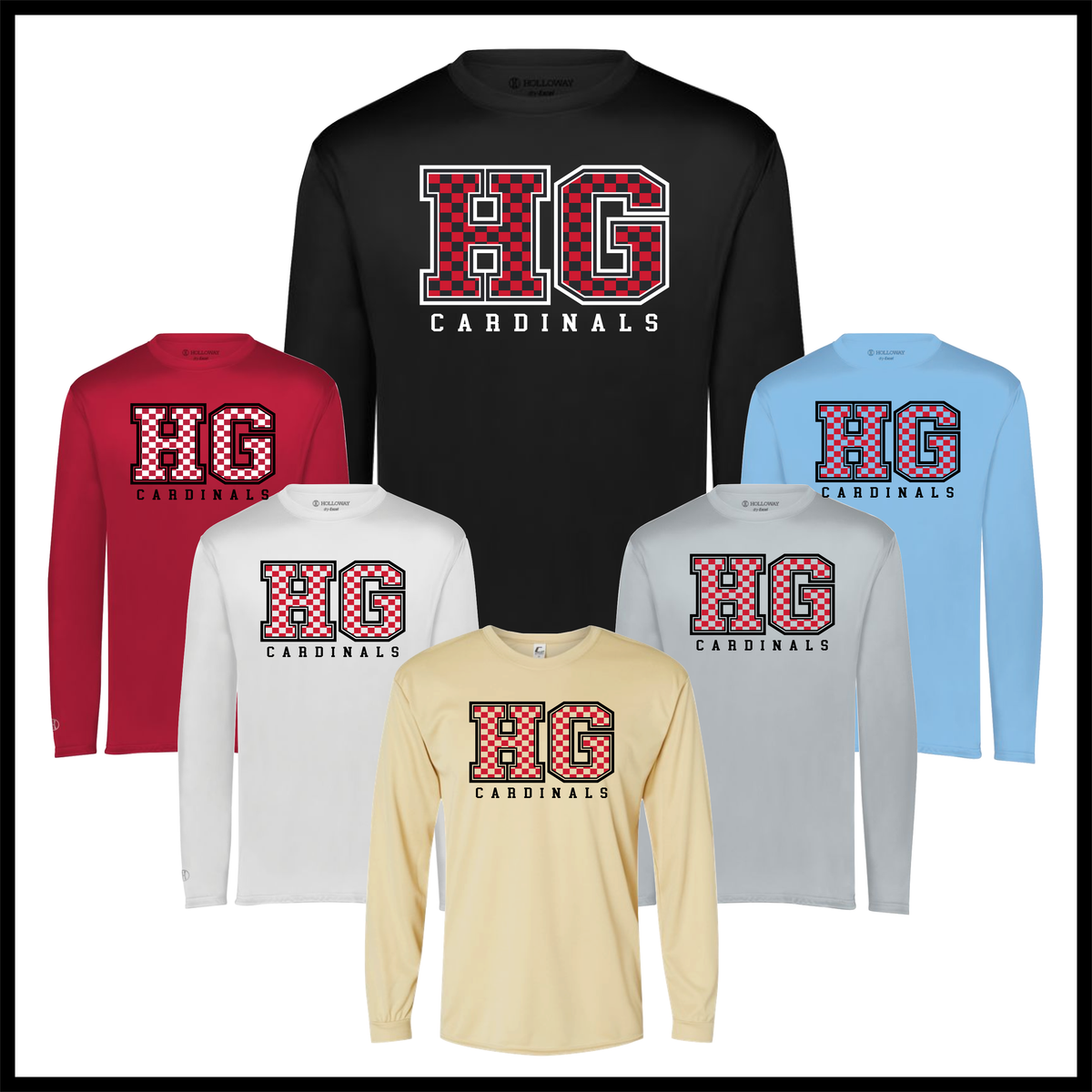 HGFCB26 Checkered HG Long Sleeve 100% Poly Wicking T-Shirt