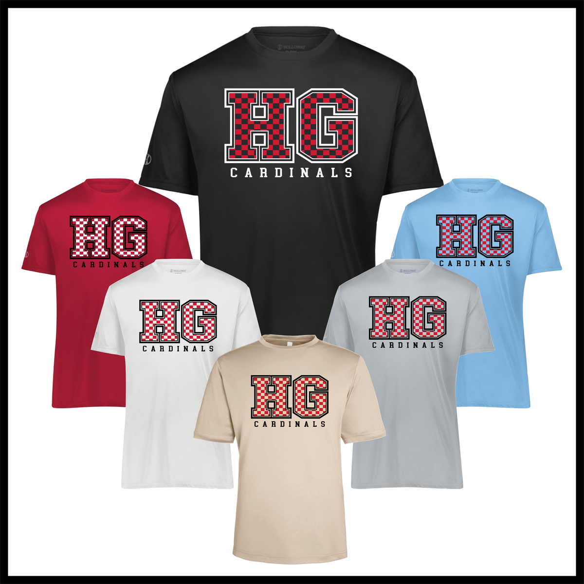 HGFCB26 Checkered HG Short Sleeve 100% Poly Wicking T-Shirt