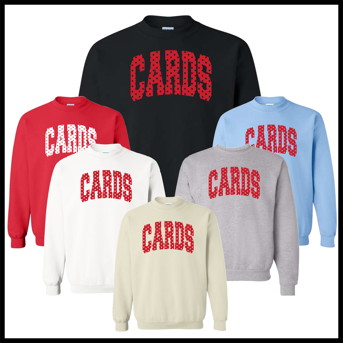 HGFCB26 Polka Dot CARDS Cotton Blend Crewneck Sweatshirt
