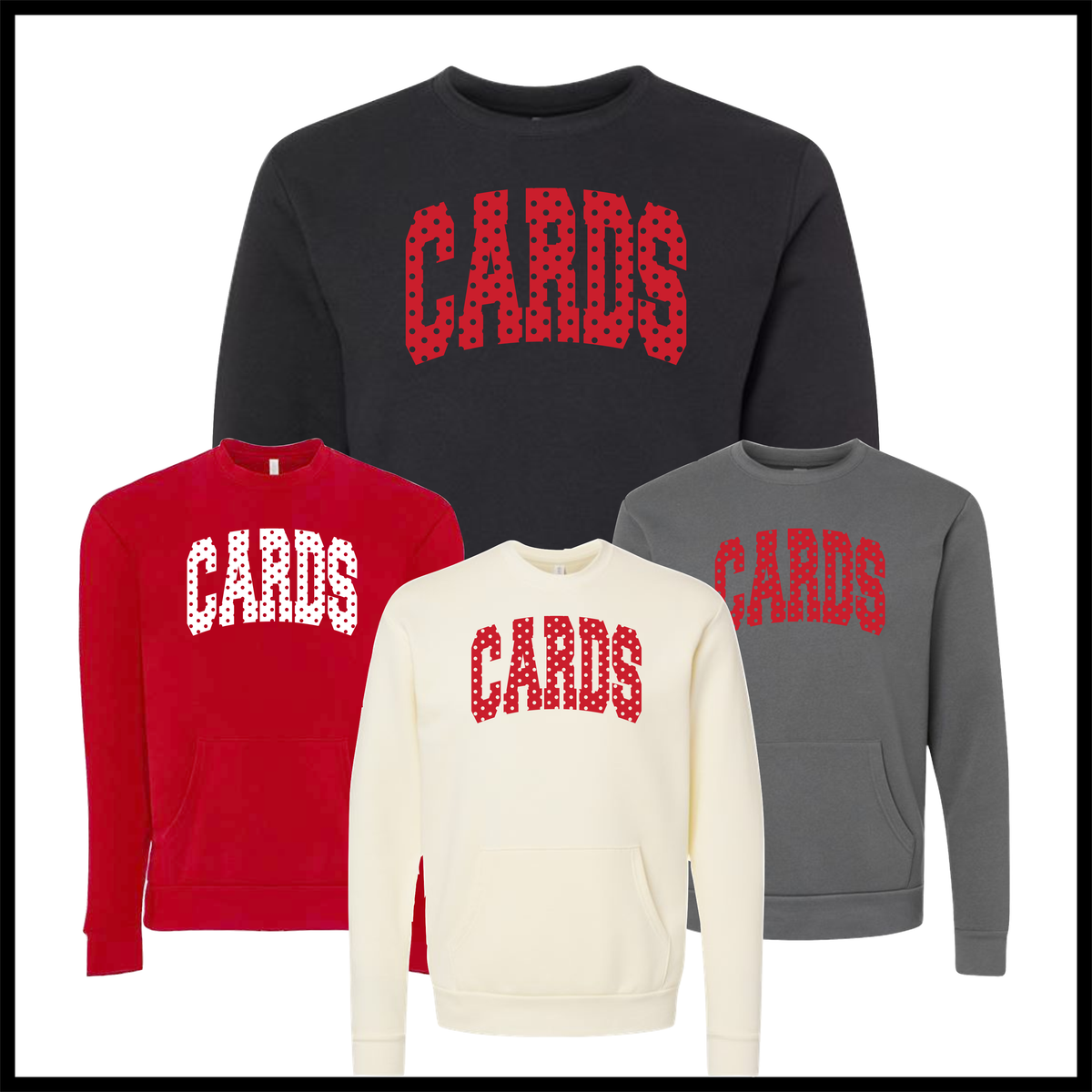 HGFCB26 Polka Dot CARDS *POCKET* Crewneck Sweatshirt