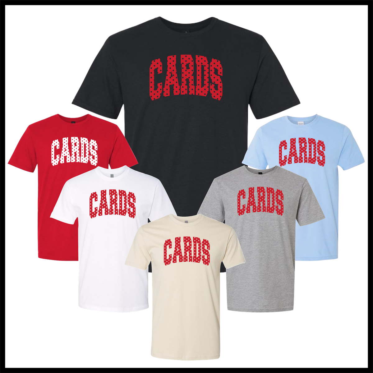 HGFCB26 Polka Dot CARDS Short Sleeve Ringspun Cotton T-Shirt