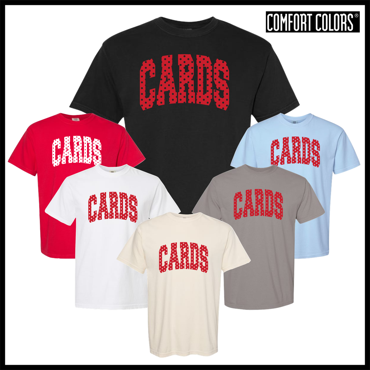 HGFCB26 Polka Dot CARDS Short Sleeve Comfort Colors T-Shirt