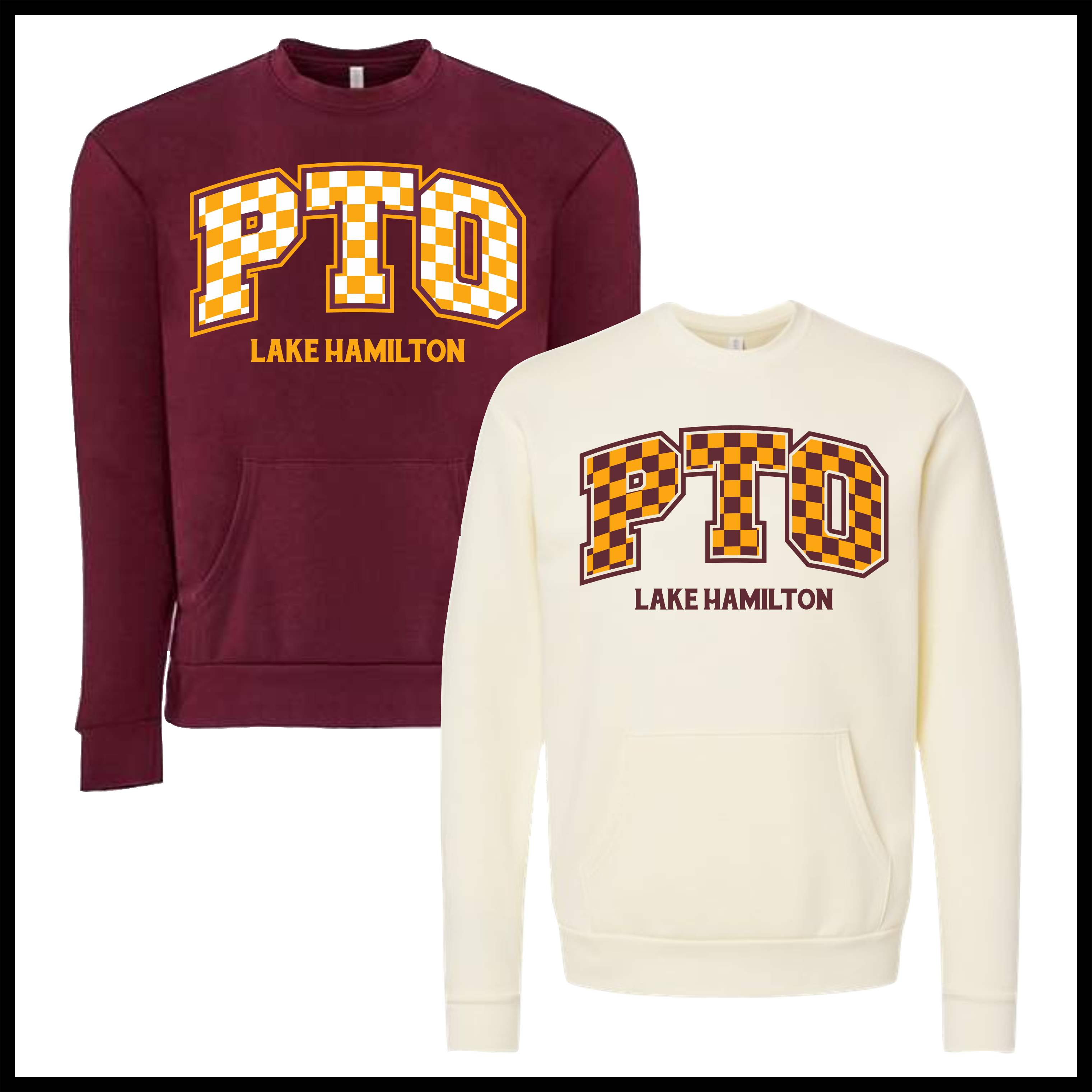 Lake Hamilton Checkered PTO *POCKET* Cotton Crewneck Sweatshirt