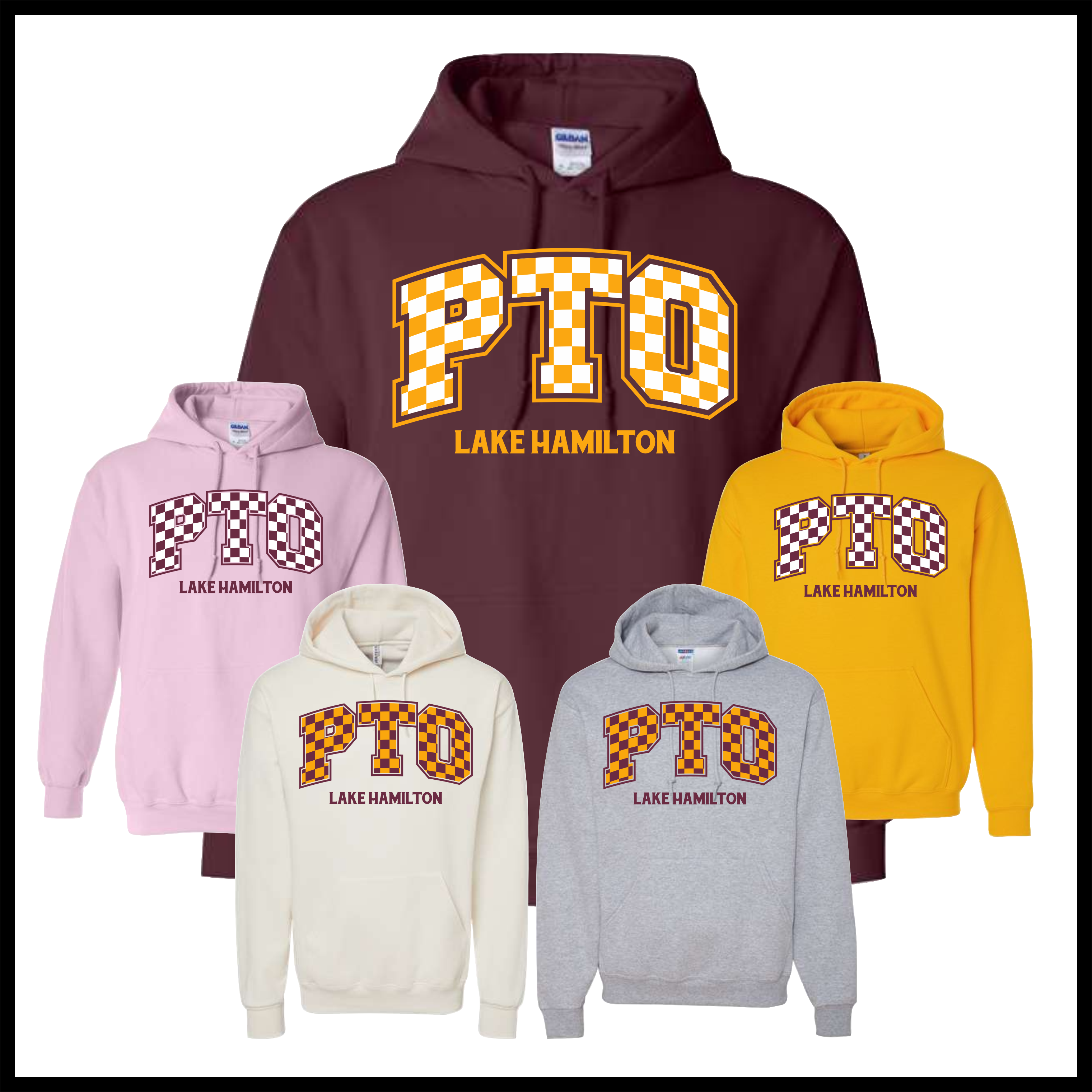 Lake Hamilton Checkered PTO Cotton Blend Hoodie Sweatshirt