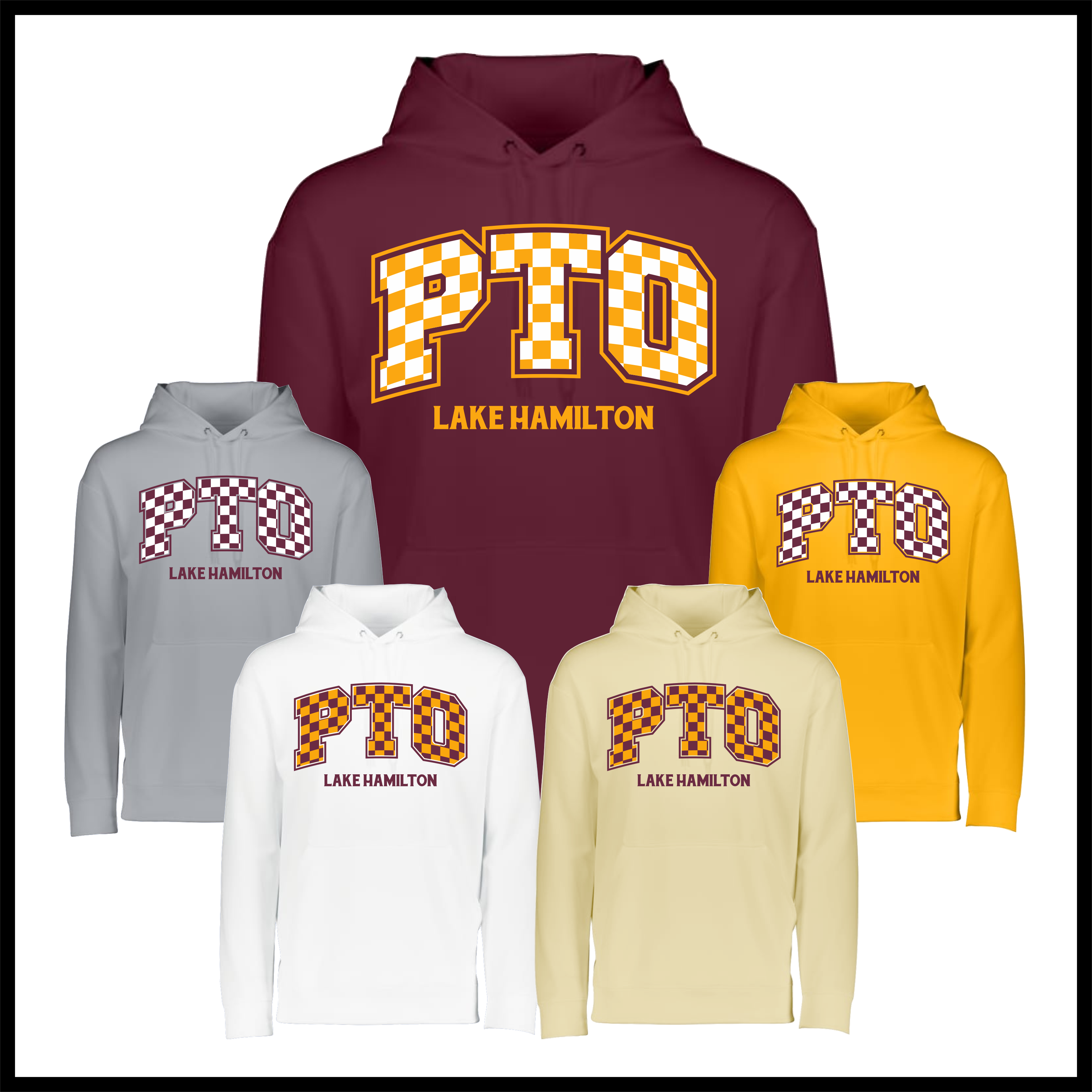 Lake Hamilton Checkered PTO 100% Poly Wicking Fleece Hoodie Sweatshirt