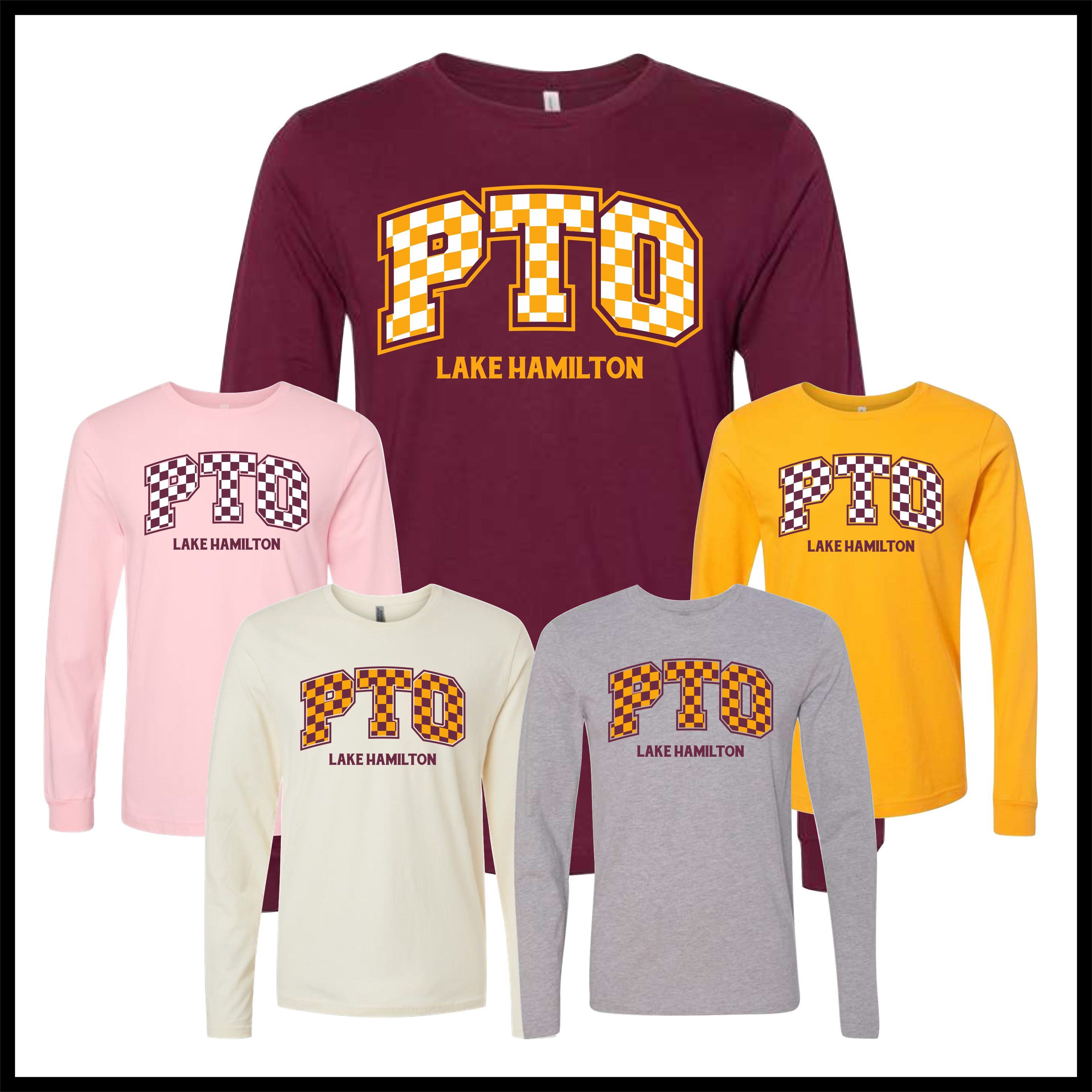 Lake Hamilton Checkered PTO Long Sleeve Ringspun Cotton T-Shirt