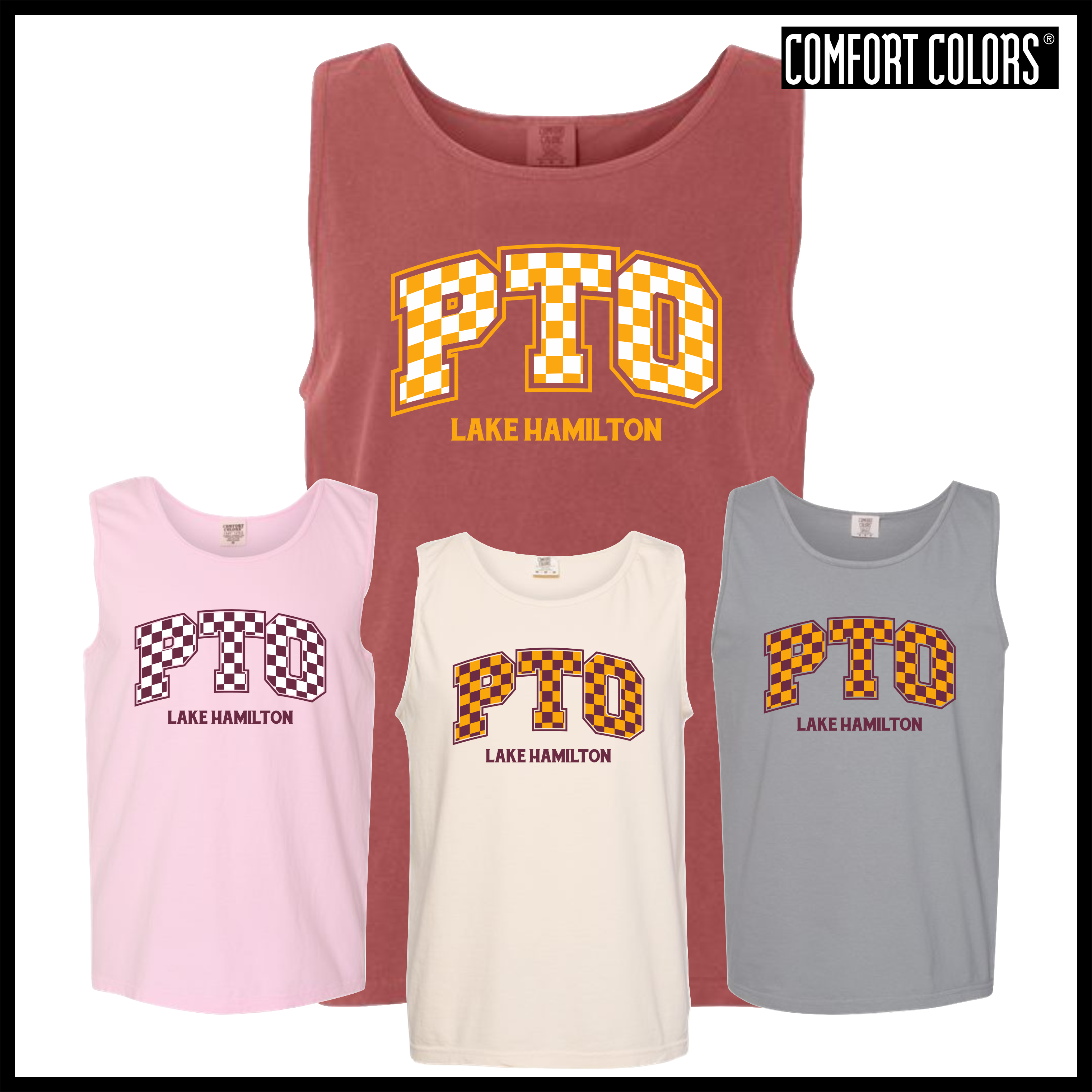 Lake Hamilton Checkered PTO Comfort Colors Tank