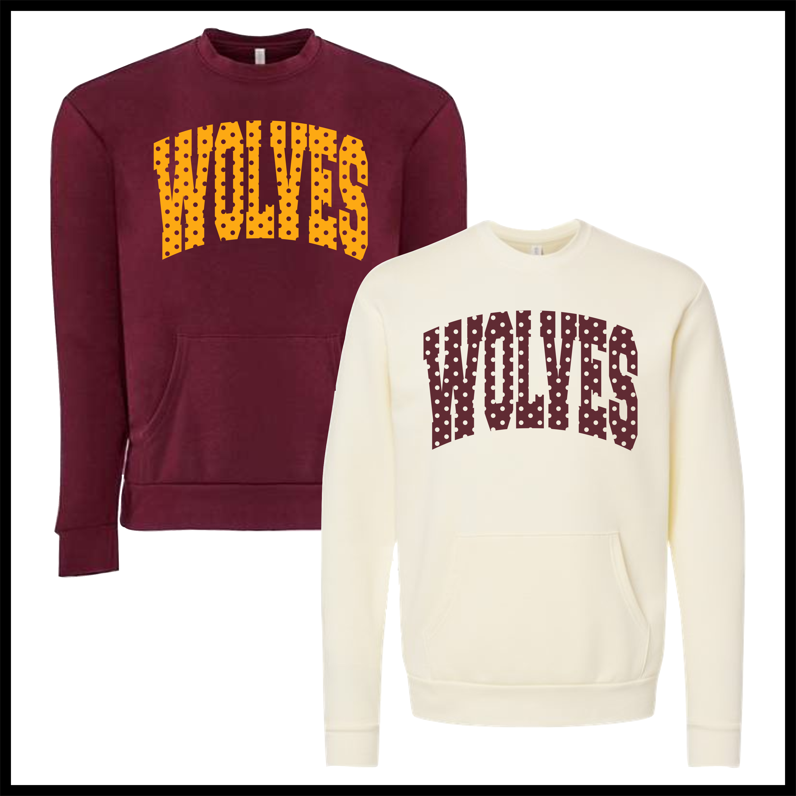 Lake Hamilton Polka Dot Wolves *POCKET* Cotton Crewneck Sweatshirt