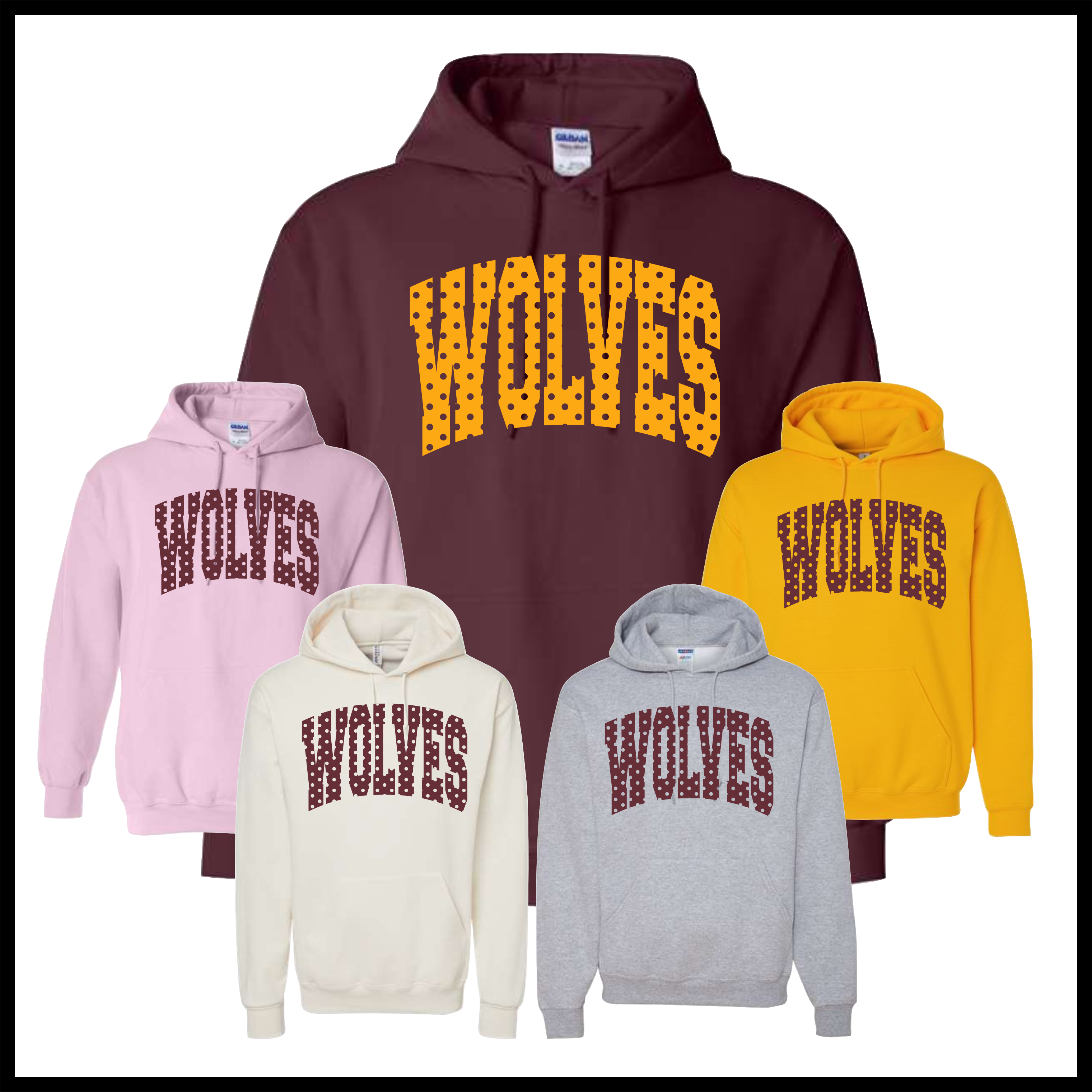 Lake Hamilton Polka Dot Wolves Cotton Blend Hoodie Sweatshirt