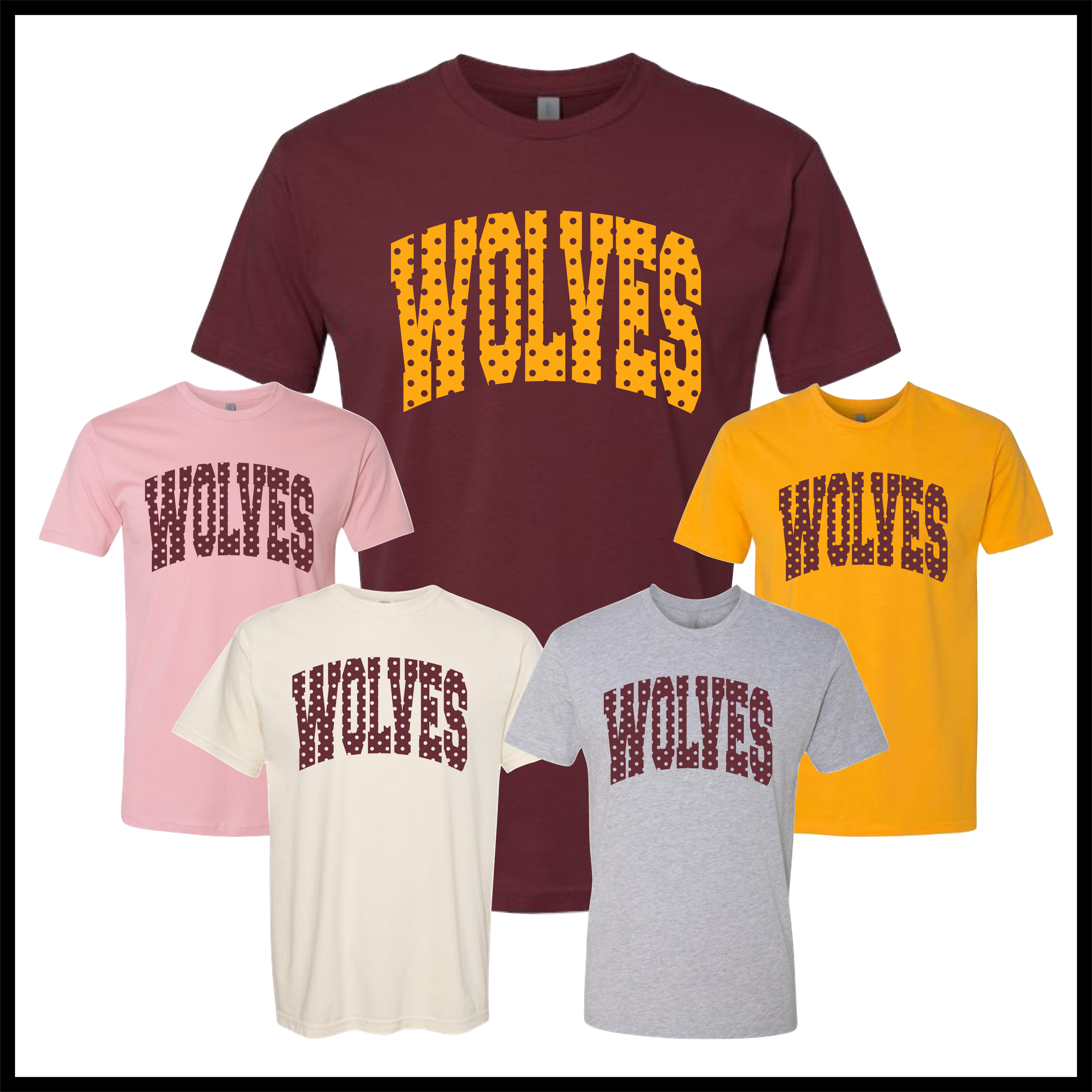 Lake Hamilton Polka Dot Wolves Short Sleeve Ringspun Cotton T-Shirt