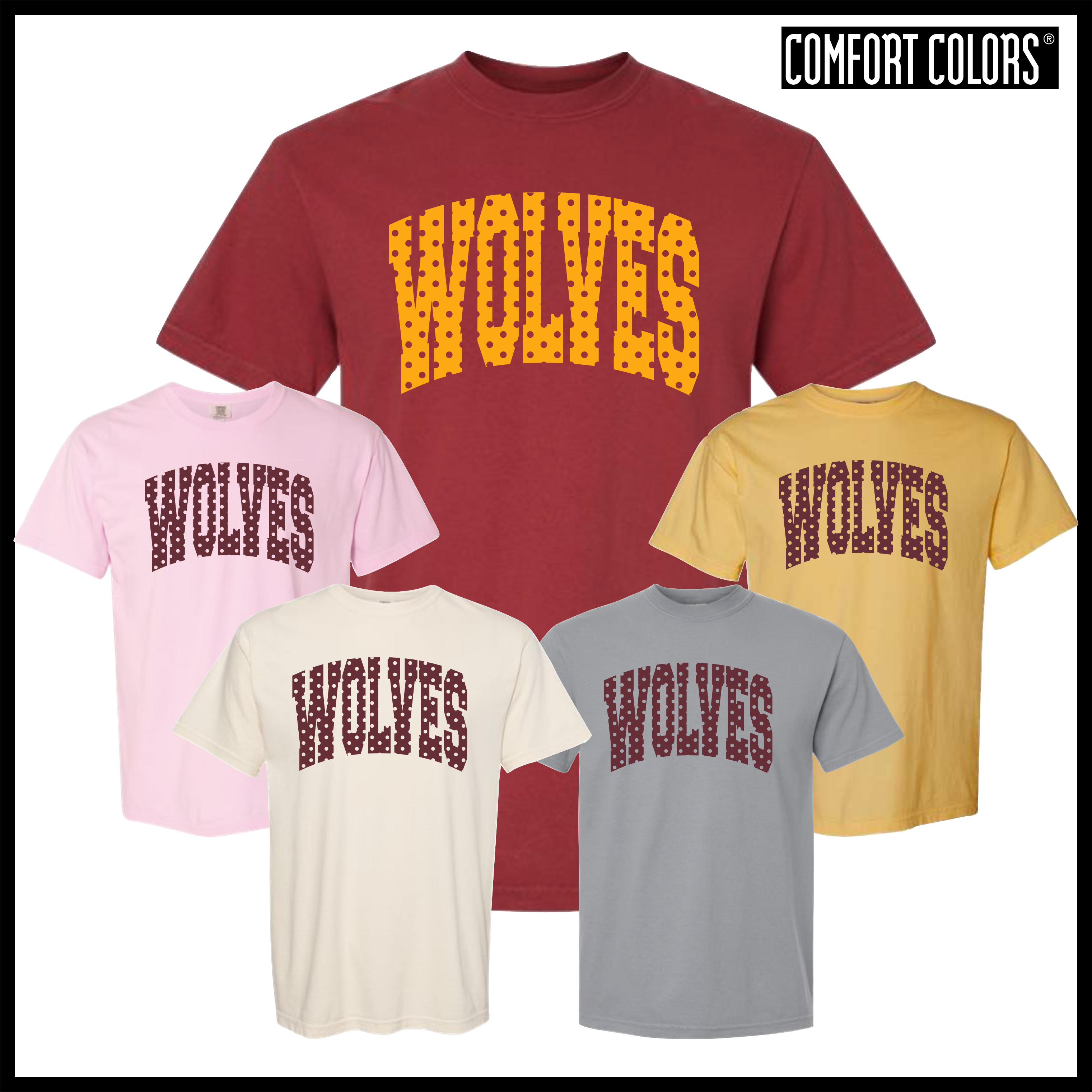 Lake Hamilton Polka Dot Wolves Short Sleeve Comfort Colors T-Shirt