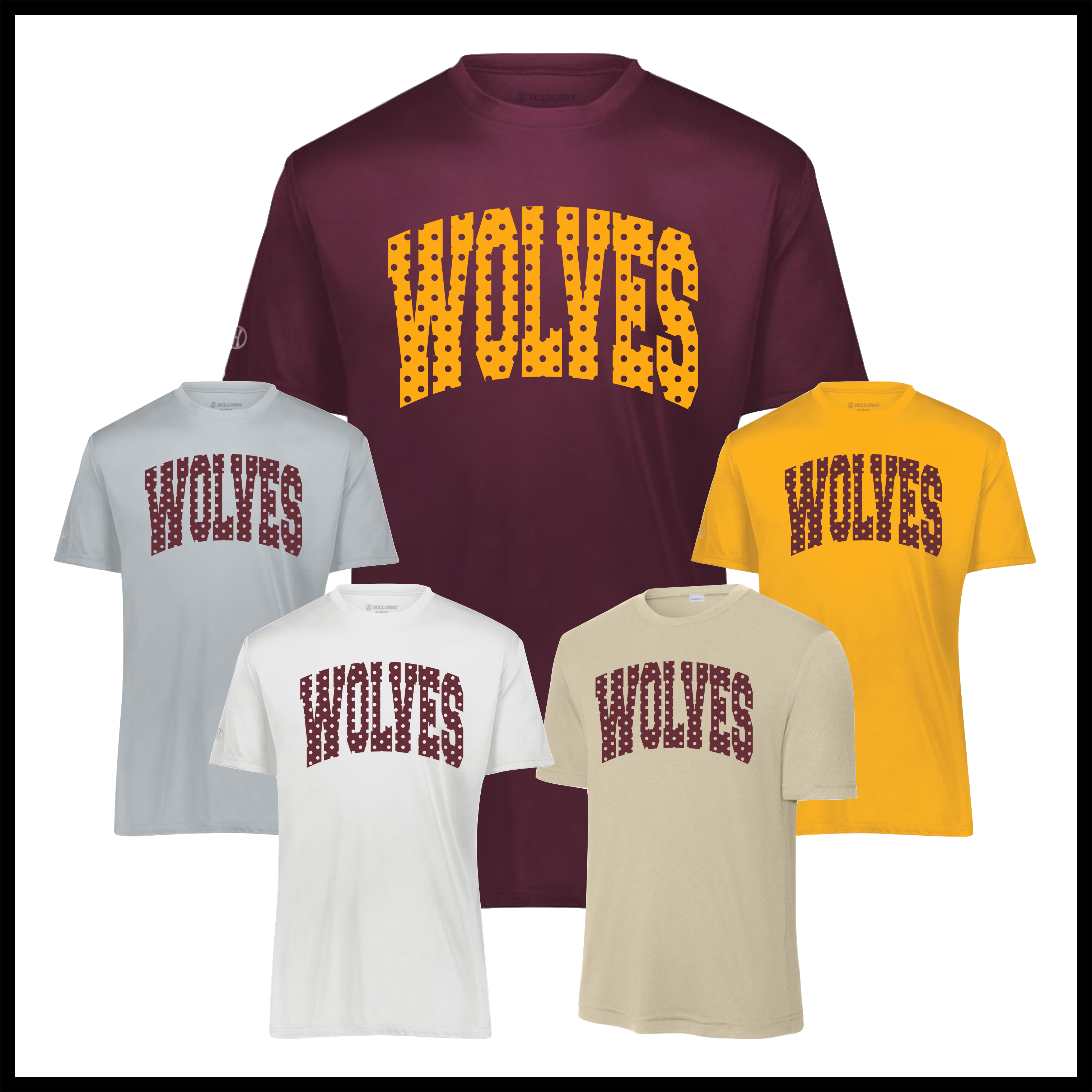 Lake Hamilton Polka Dot Wolves Short Sleeve 100% Poly Wicking T-Shirt