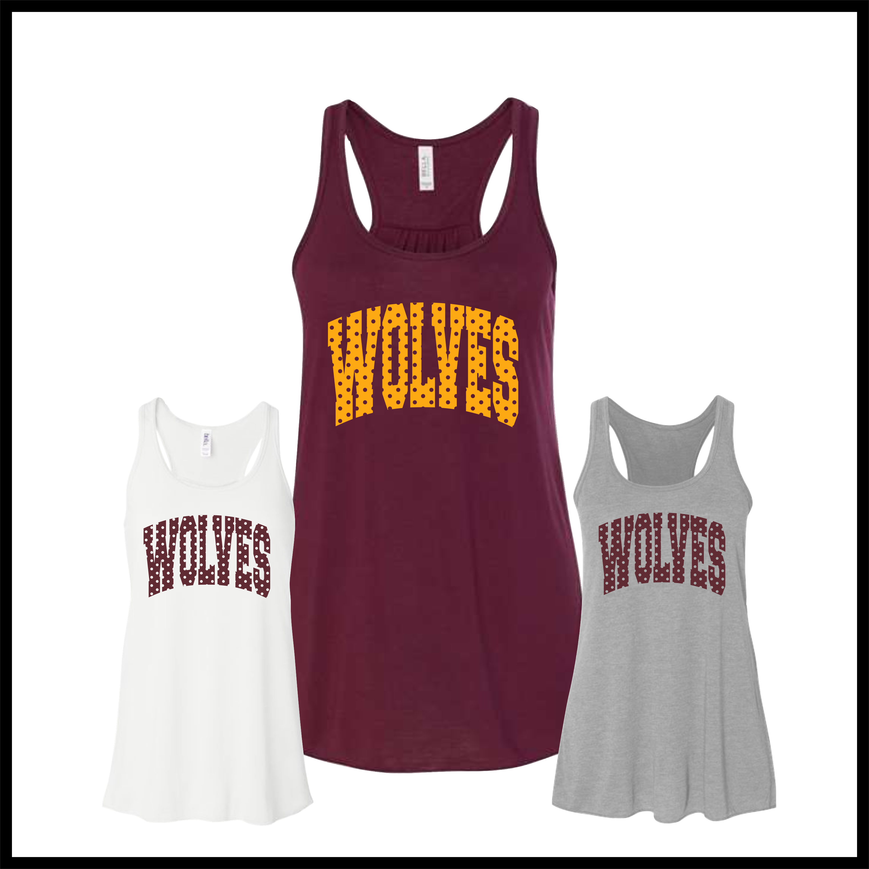Lake Hamilton Polka Dot Wolves Ringspun Cotton Tank