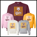 Lake Hamilton Striped Wolves Cotton Blend Crewneck Sweatshirt