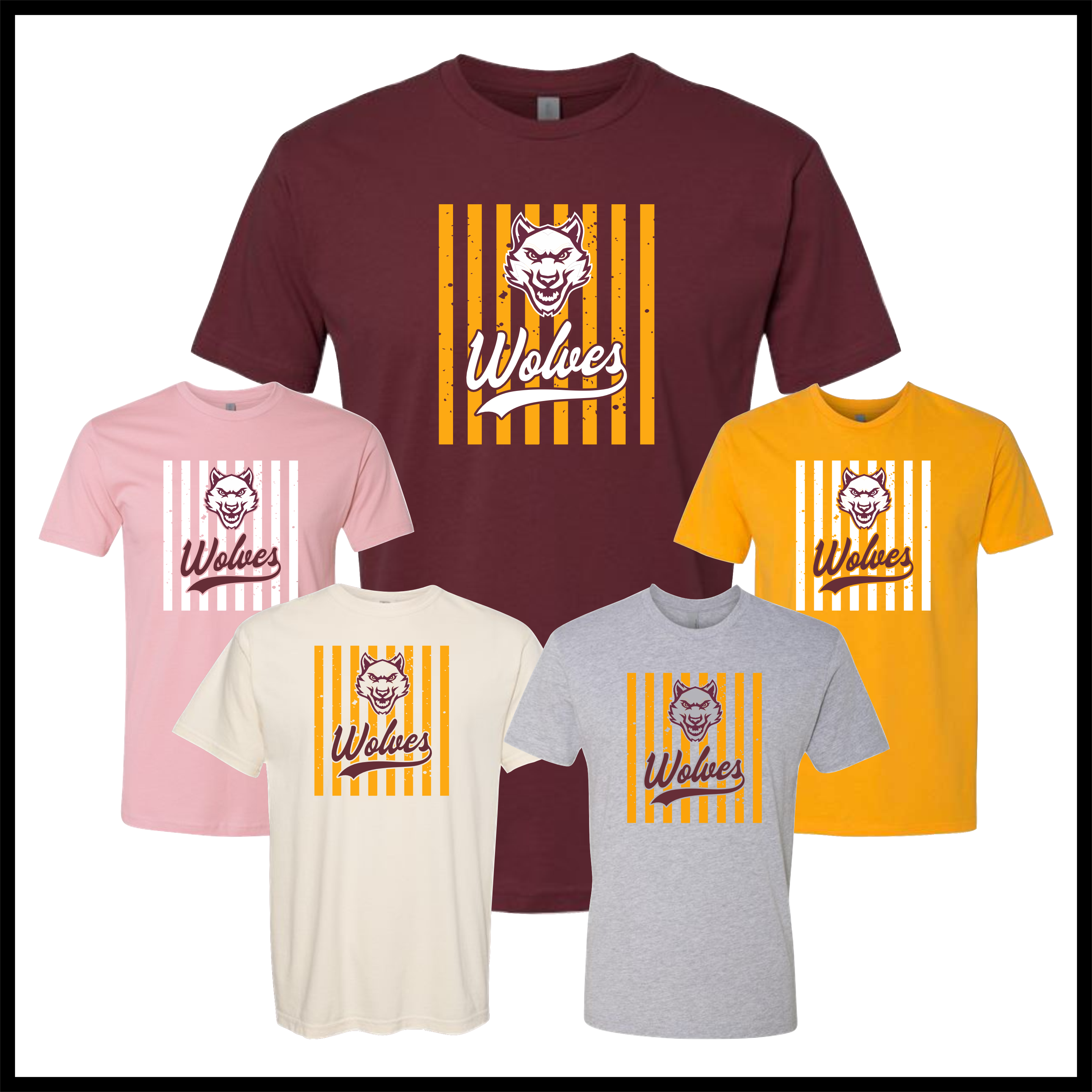 Lake Hamilton Striped Wolves Short Sleeve Ringspun Cotton T-Shirt