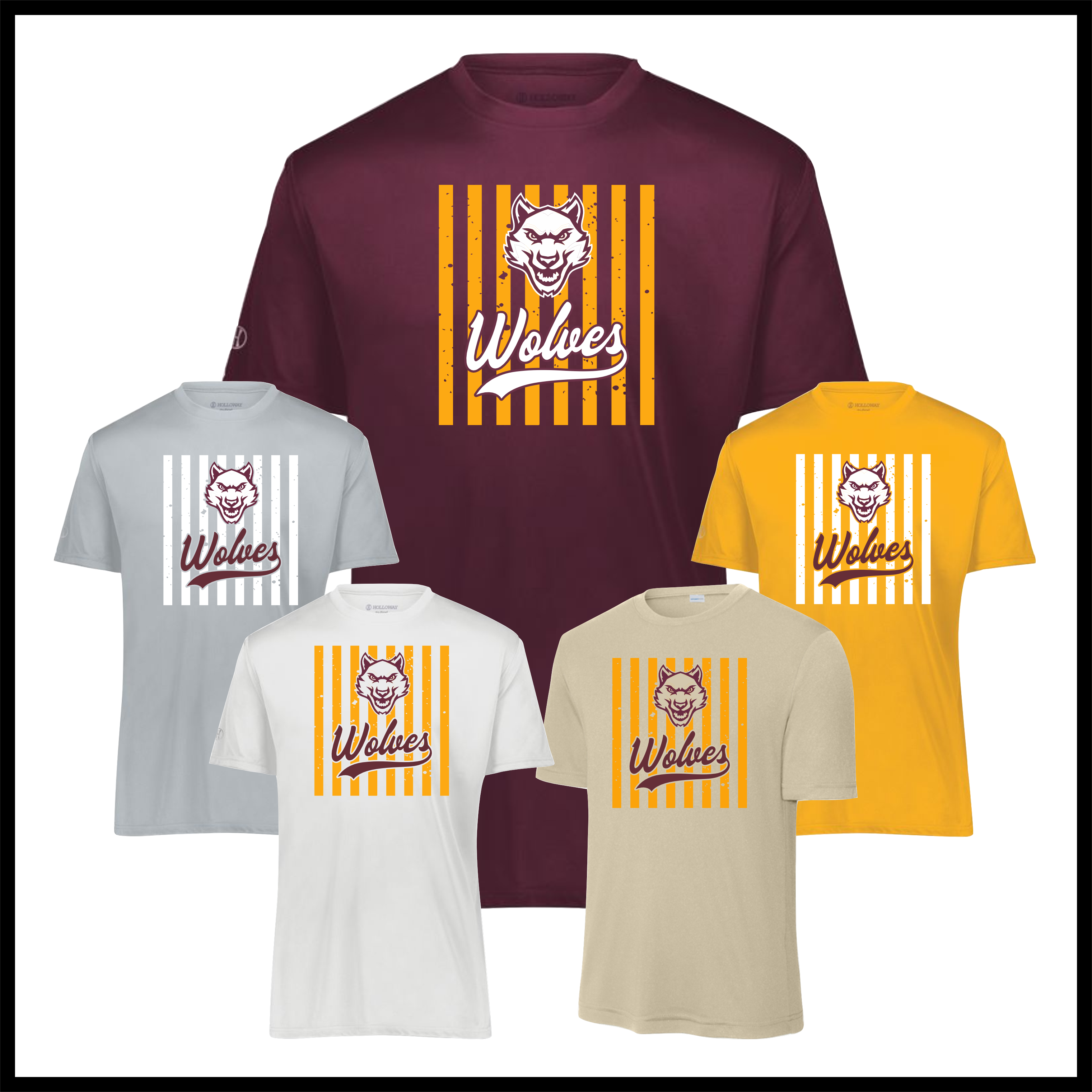 Lake Hamilton Striped Wolves Short Sleeve 100% Poly Wicking T-Shirt