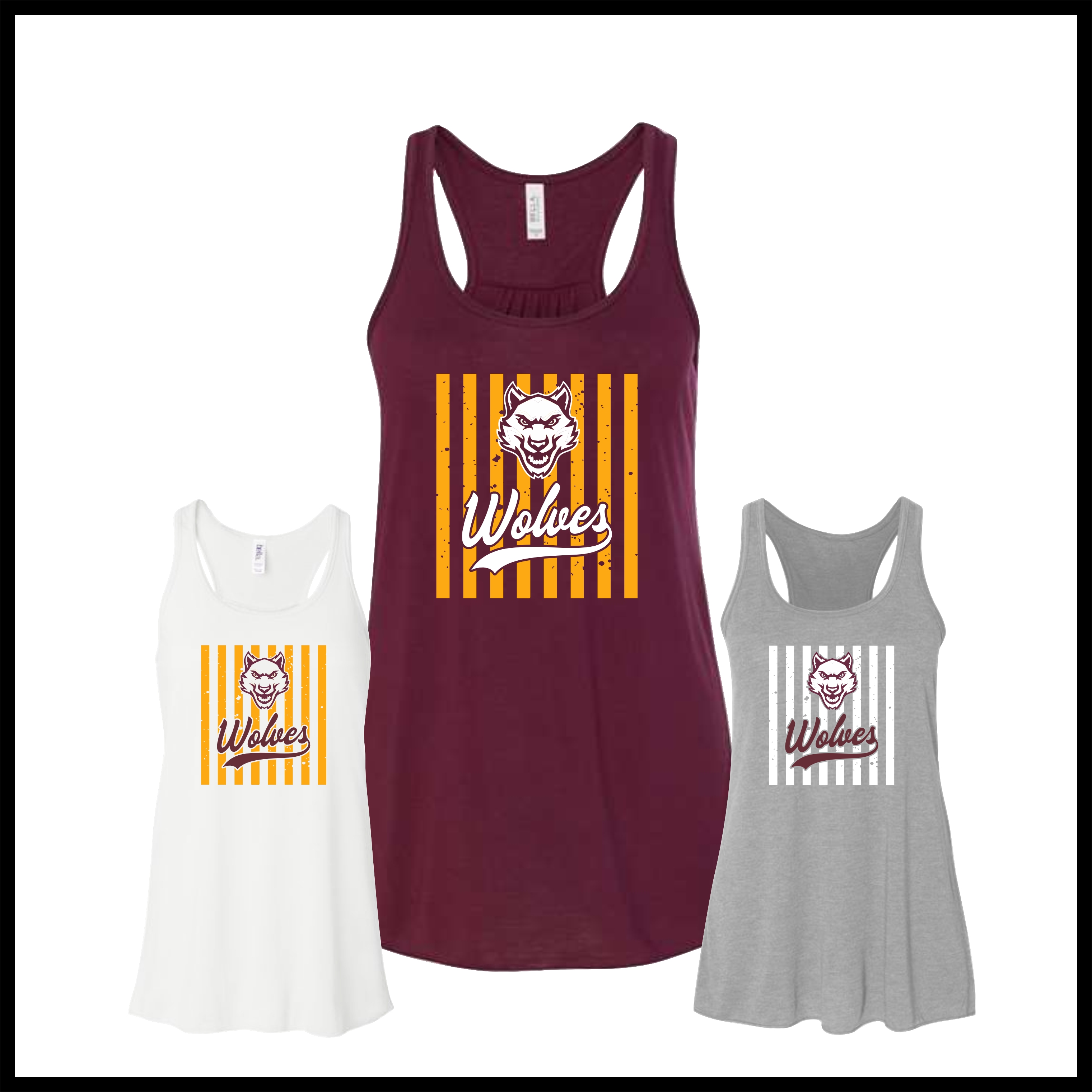 Lake Hamilton Striped Wolves Ringspun Cotton Tank