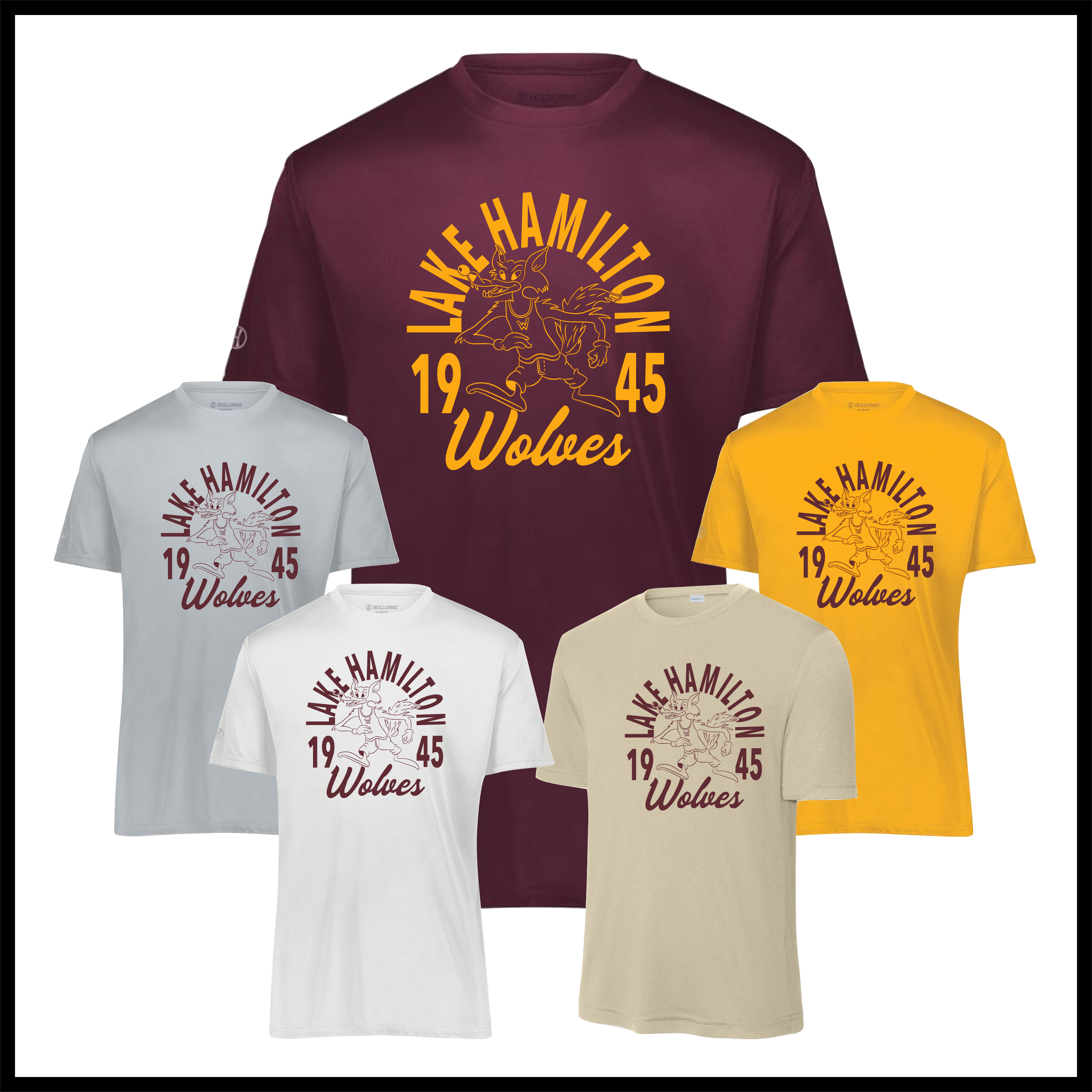 Lake Hamilton Vintage Wolves Short Sleeve 100% Poly Wicking T-Shirt