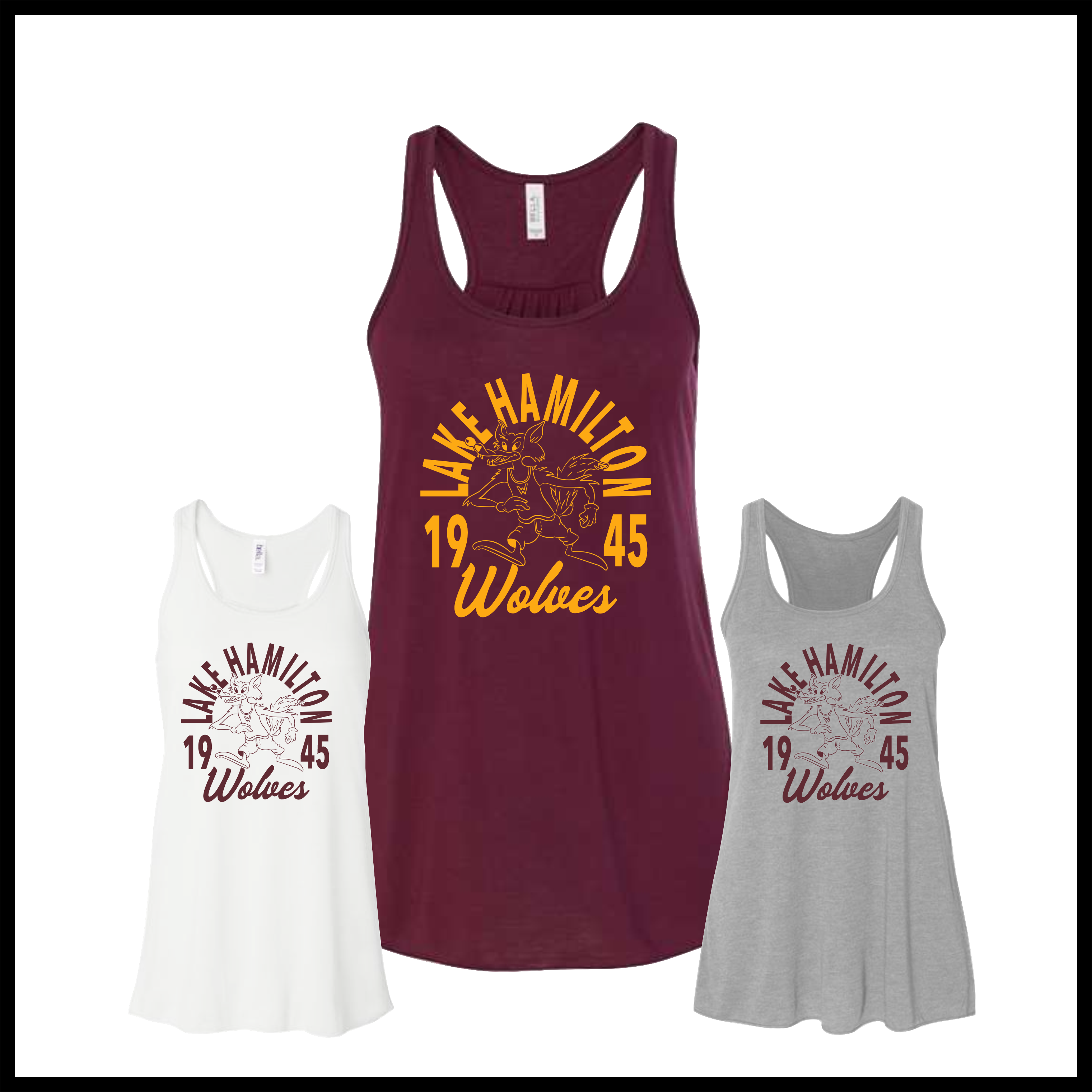 Lake Hamilton Vintage Wolves Ringspun Cotton Tank