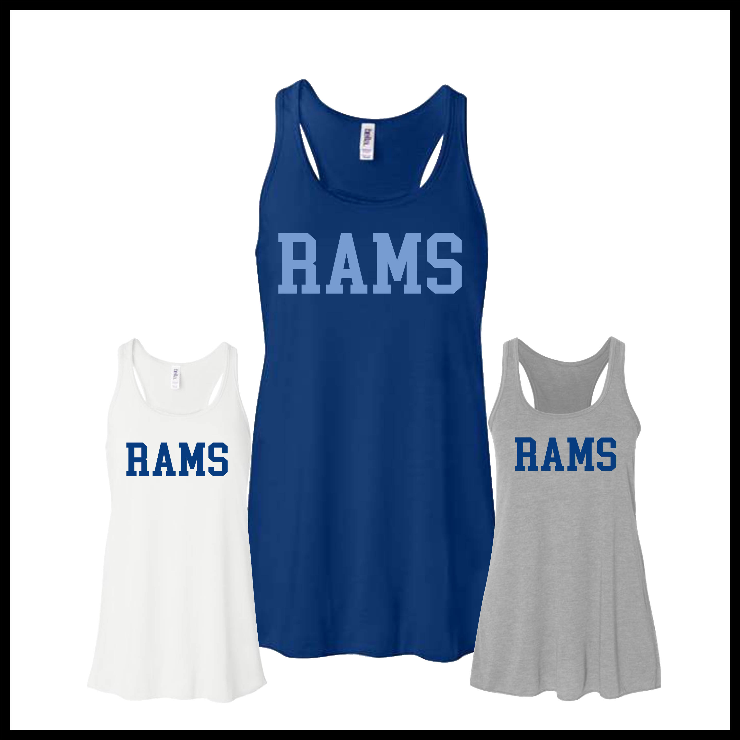 LTBA RAMS Block Text Women's Flowy Racerback Tank