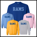 LTBA RAMS Block Text Cotton Blend Crewneck Sweatshirt