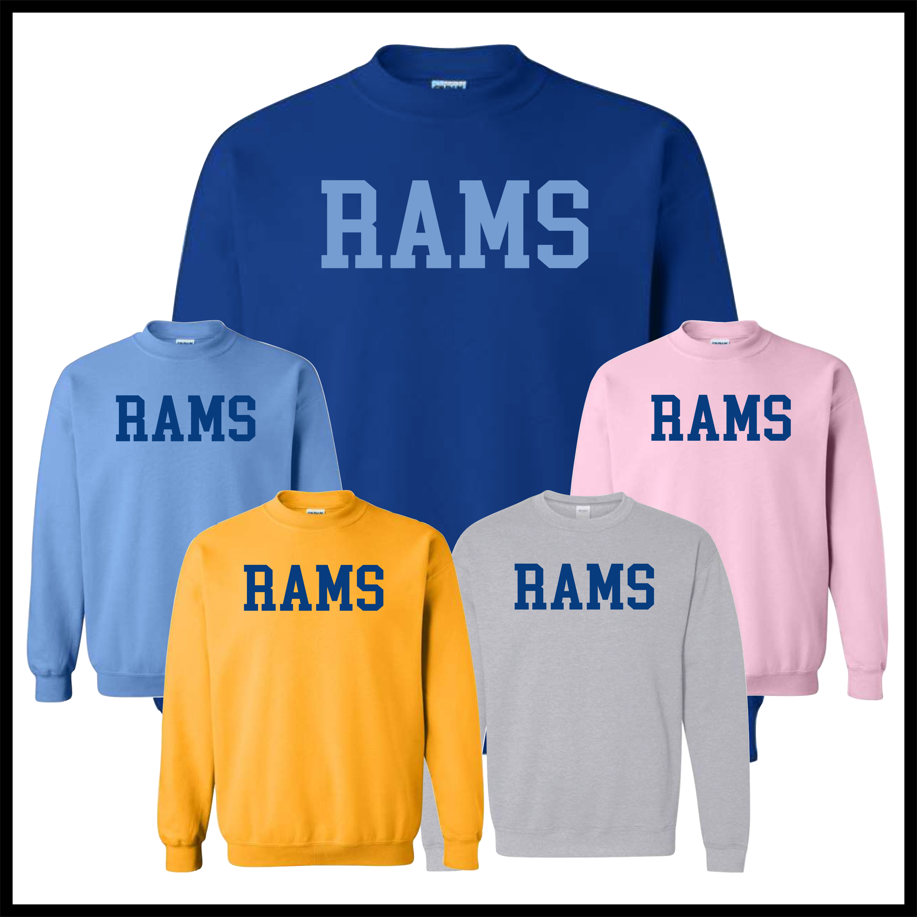 LTBA RAMS Block Text Cotton Blend Crewneck Sweatshirt