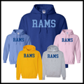 LTBA RAMS Block Text Cotton Blend Hoodie Sweatshirt